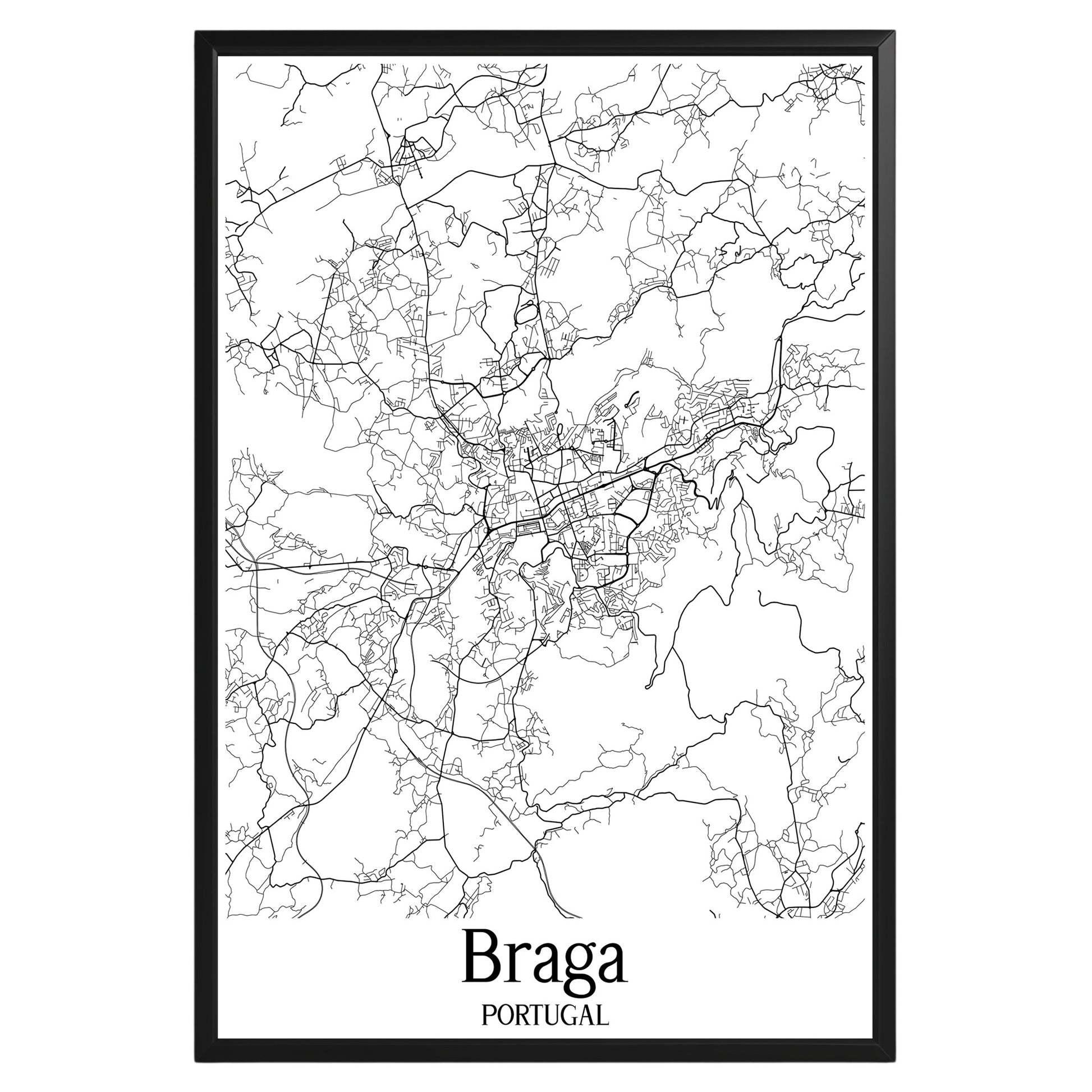 Braga Portugal City Map Poster - GroovyGrove