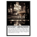 Brandy Alexander Cocktail Black and White Poster - GroovyGrove