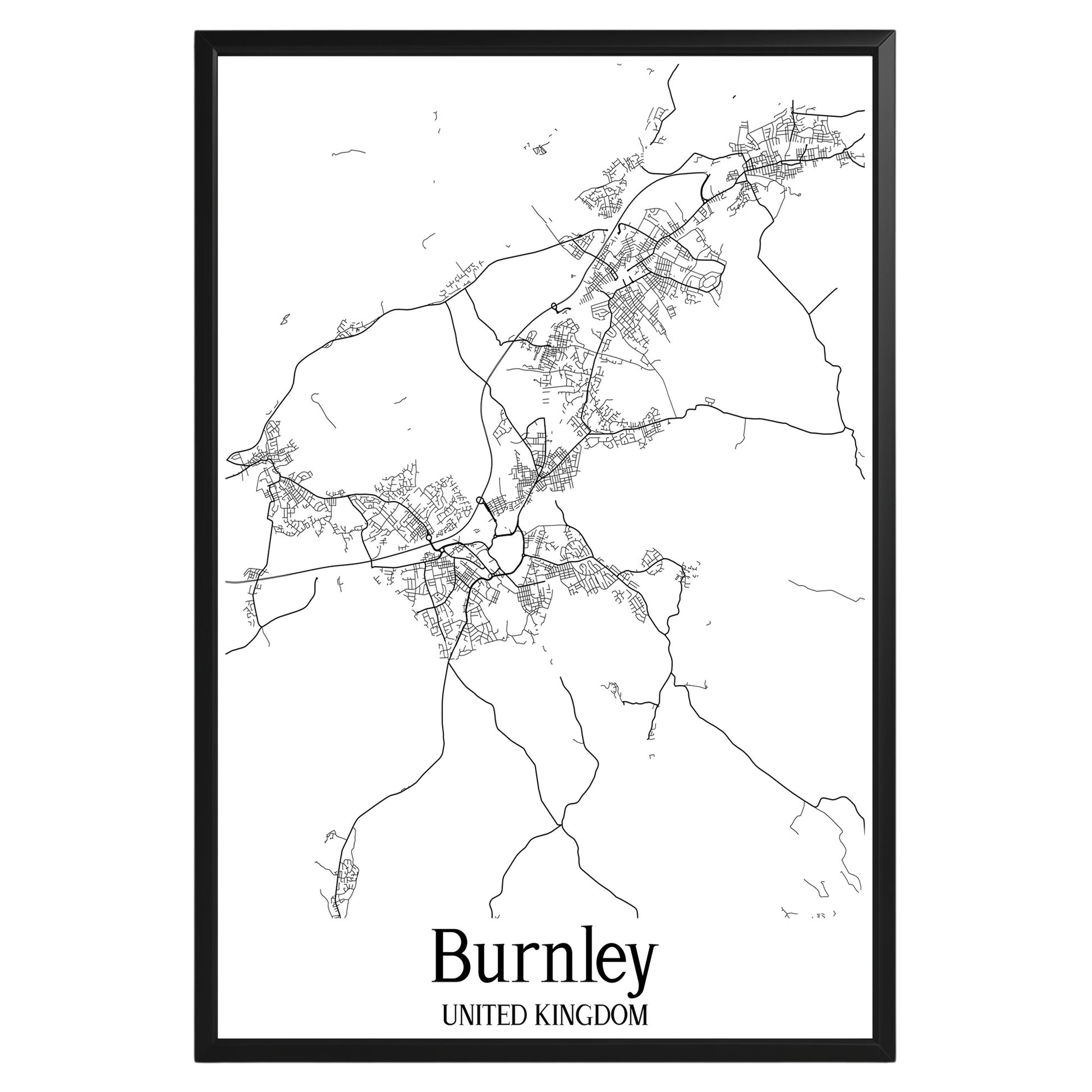 Burnley United Kingdom City Map Poster - GroovyGrove