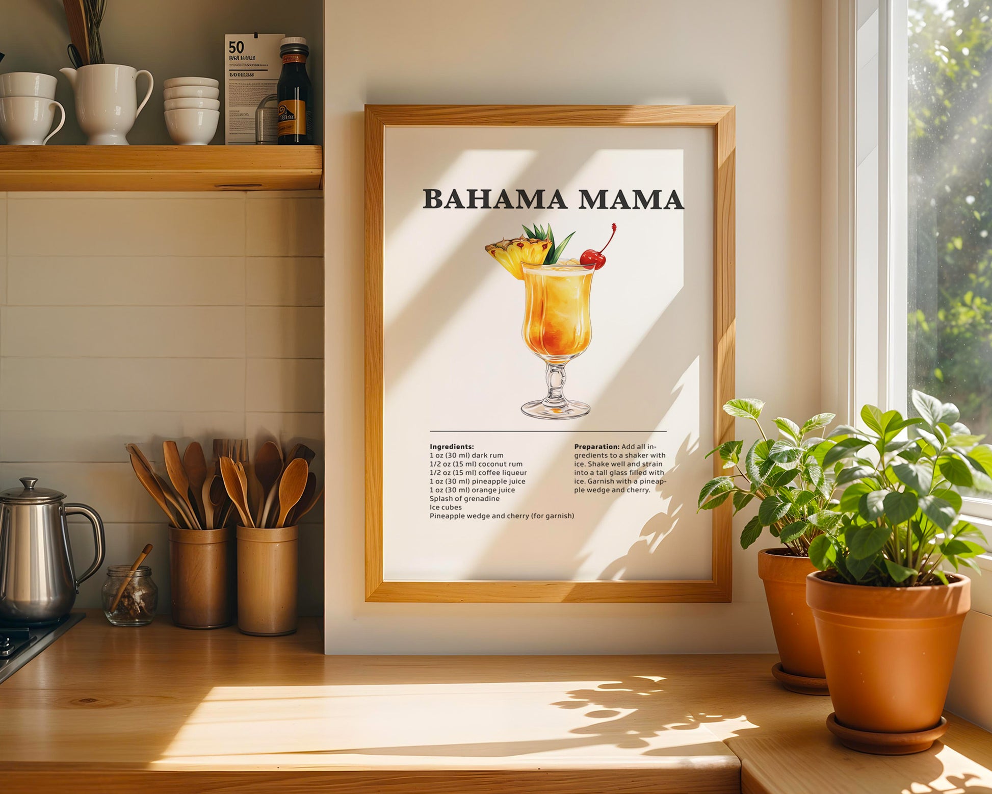 Bahama Mama Cocktail Recipe Poster - GroovyGrove