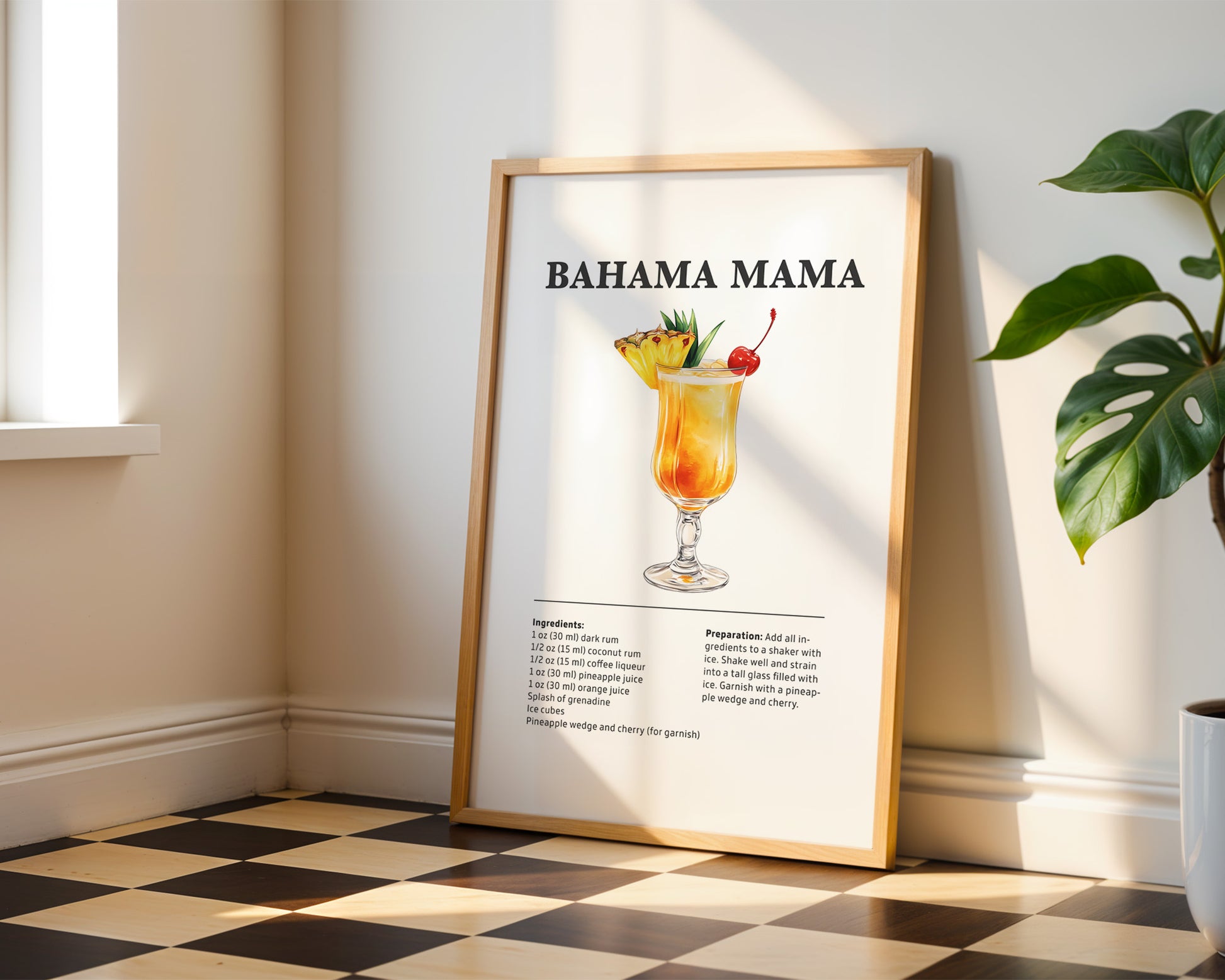 Bahama Mama Cocktail Recipe Poster - GroovyGrove