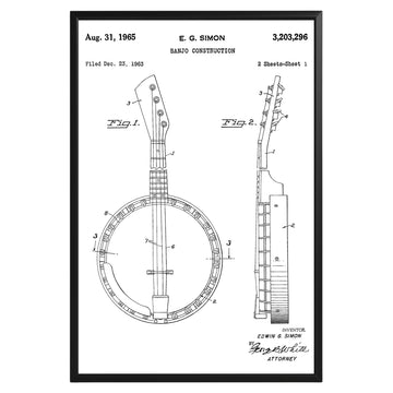 Banjo Country Music 1965 Patent Poster - GroovyGrove