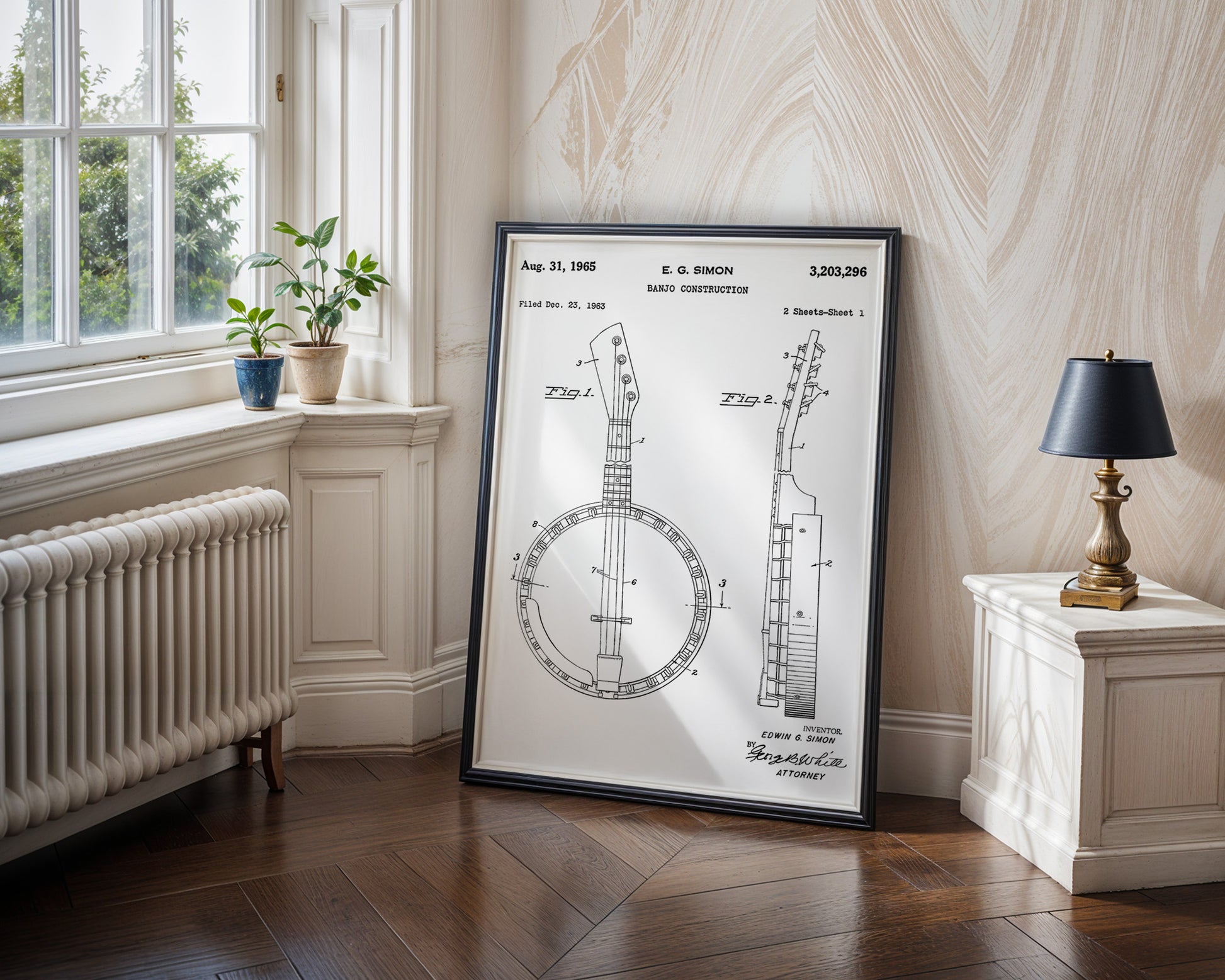 Banjo Country Music 1965 Patent Poster - GroovyGrove