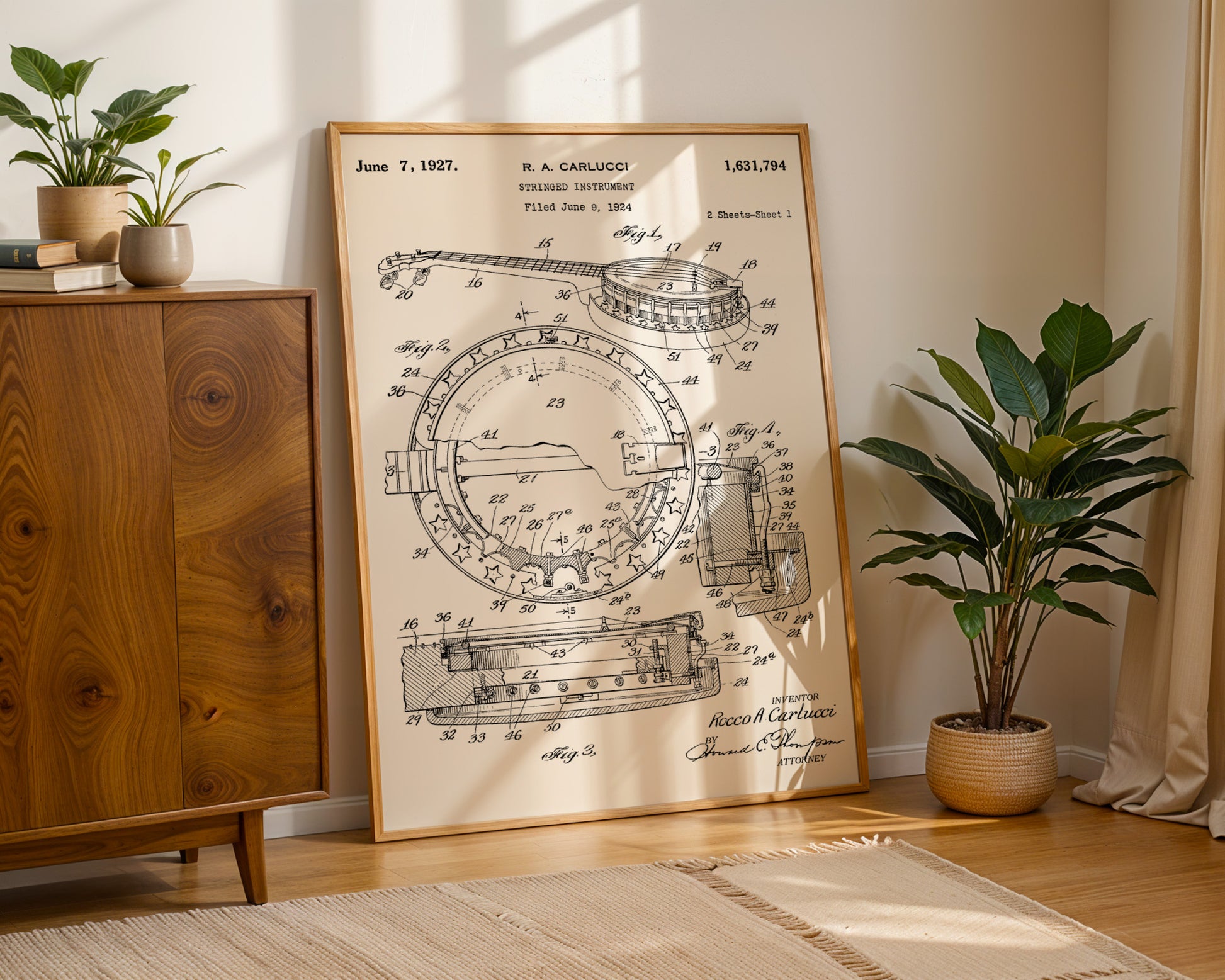 Banjo Folk Music 1927 Patent Poster - GroovyGrove