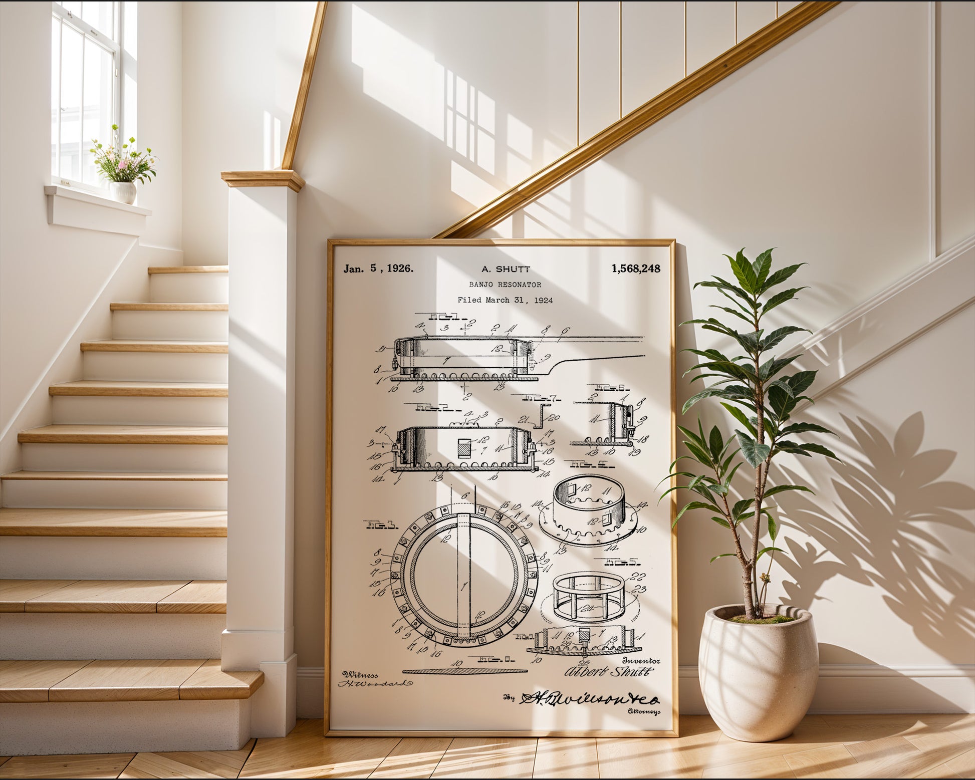 Banjo Resonator Folk 1926 Patent Poster - GroovyGrove