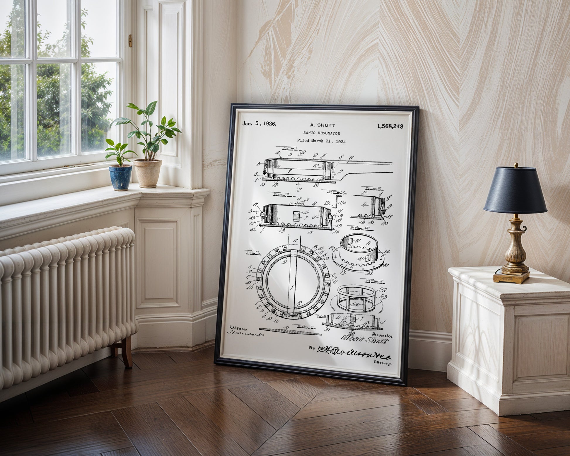 Banjo Resonator Folk 1926 Patent Poster - GroovyGrove