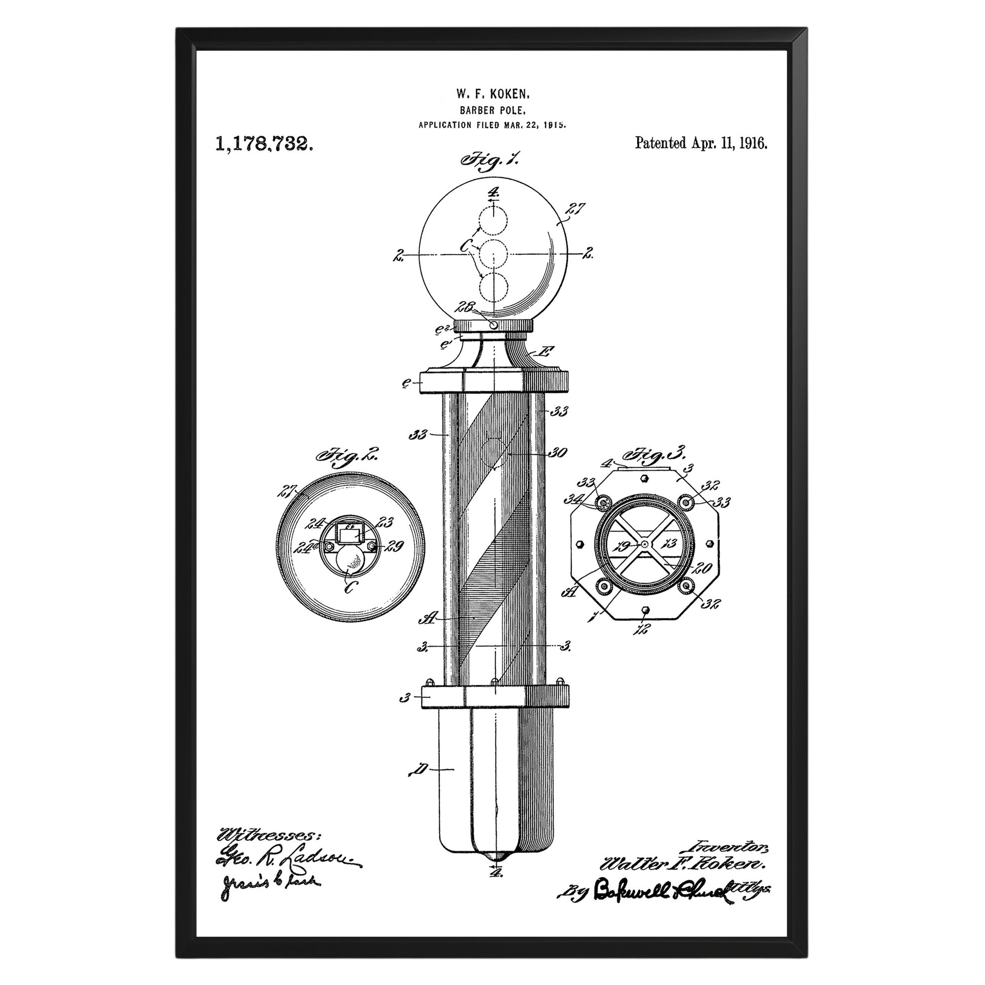 Barber Pole 1916 Patent Poster - GroovyGrove