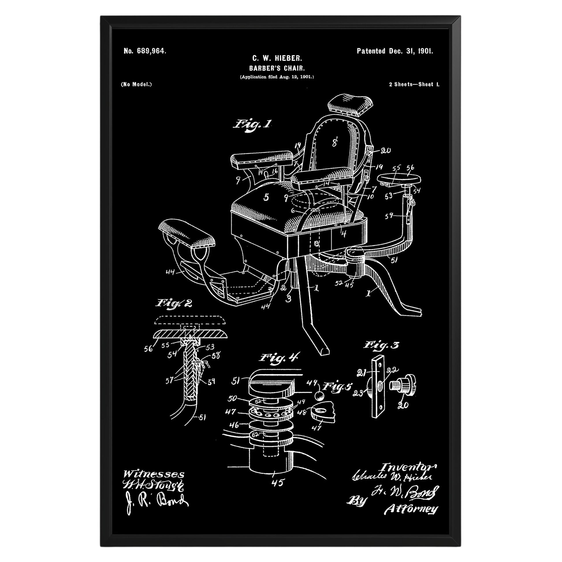 Barbers Chair 1901 Patent Poster - GroovyGrove