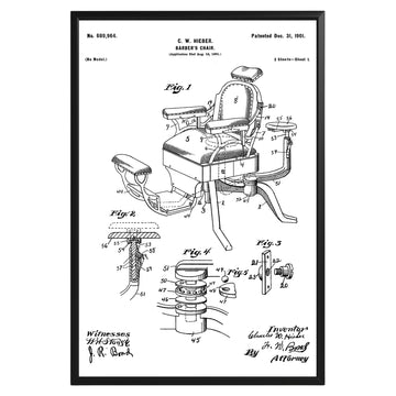 Barbers Chair 1901 Patent Poster - GroovyGrove