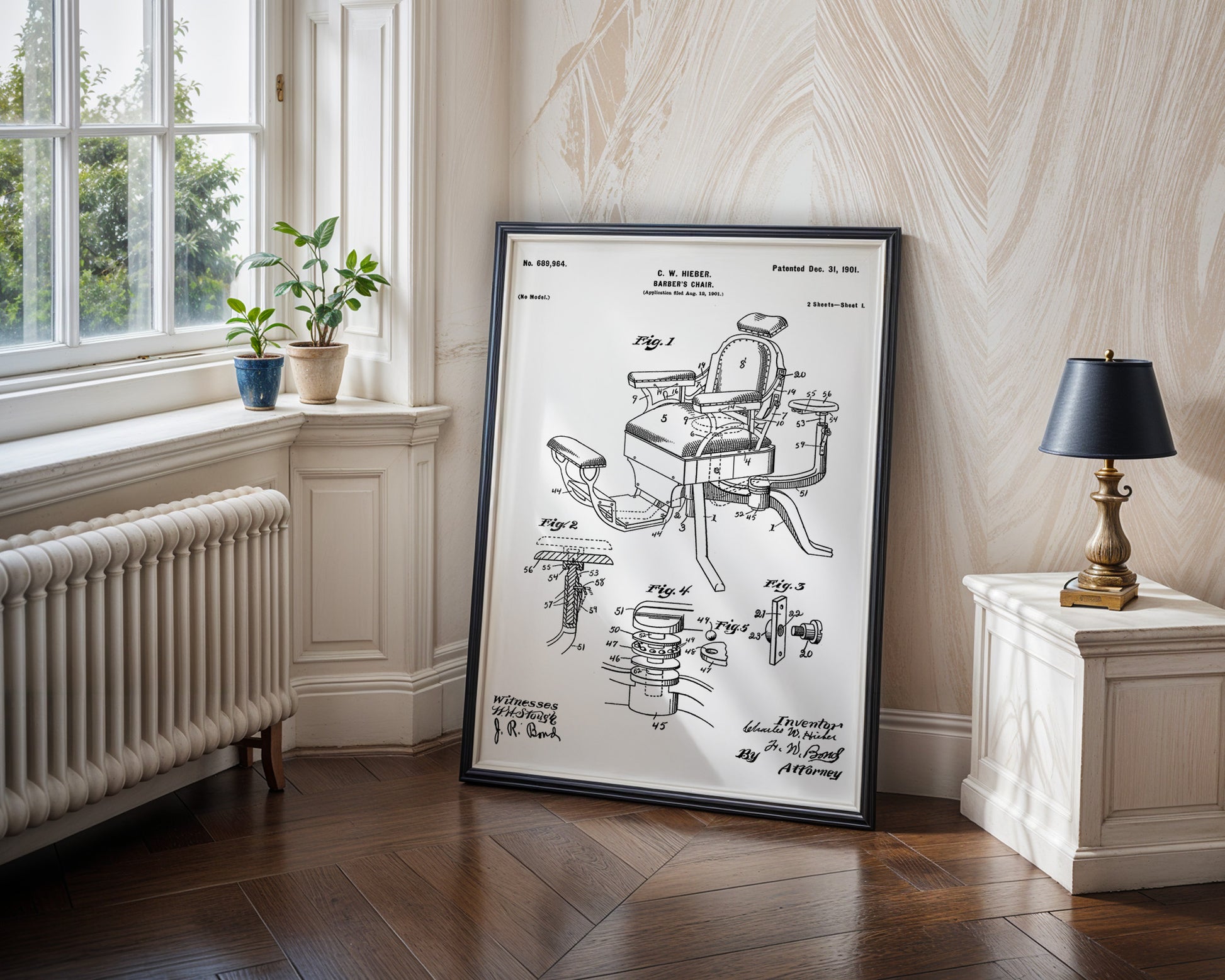 Barbers Chair 1901 Patent Poster - GroovyGrove