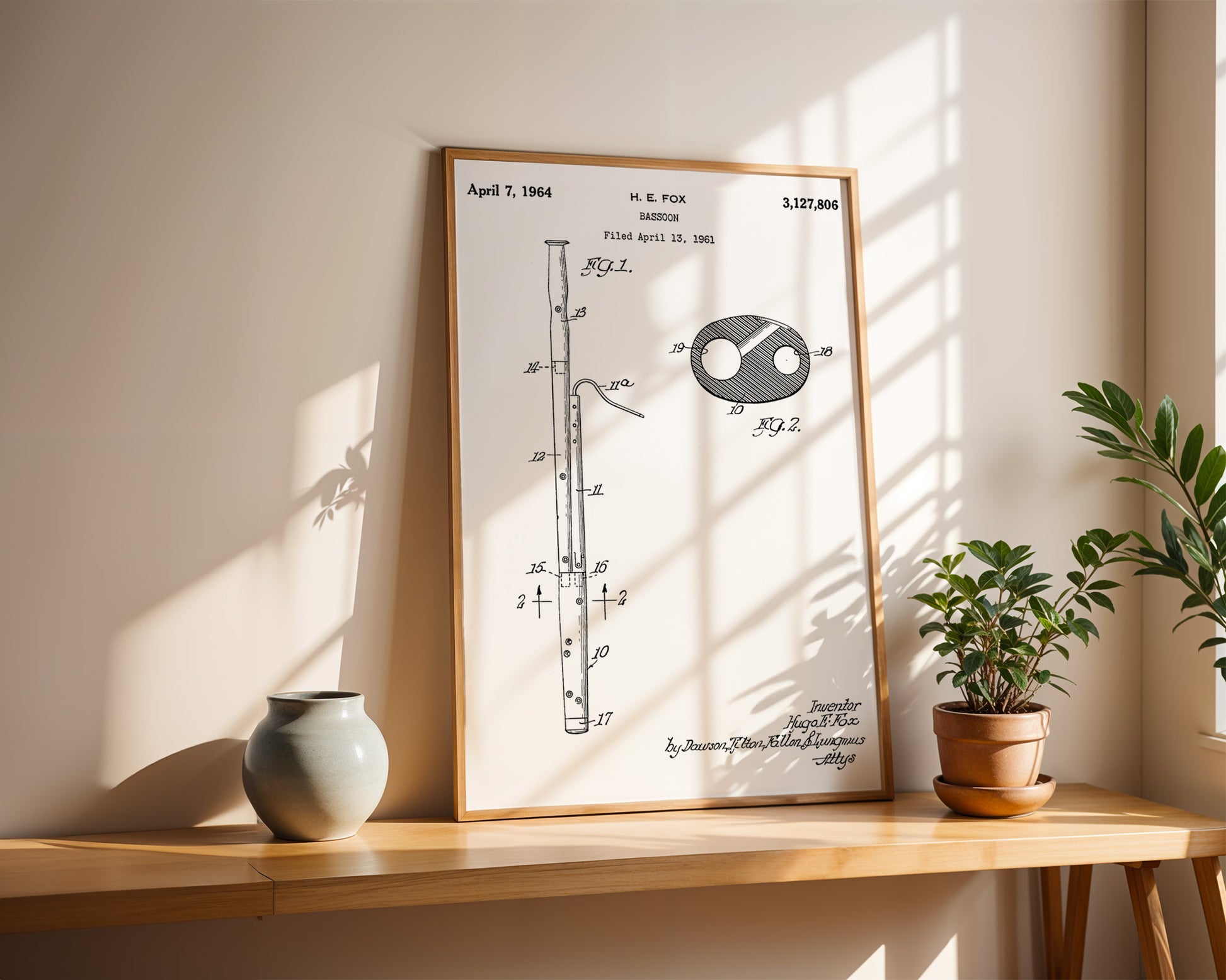 Bassoon Woodwind Instrument 1961 Patent Poster - GroovyGrove