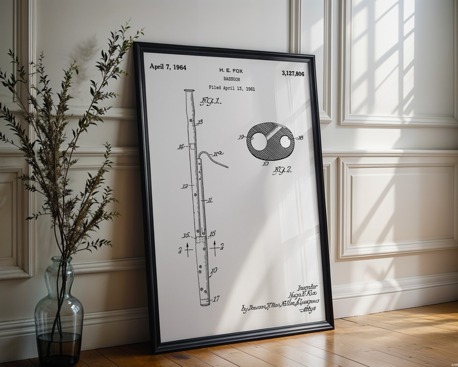 Bassoon Woodwind Instrument 1961 Patent Poster - GroovyGrove