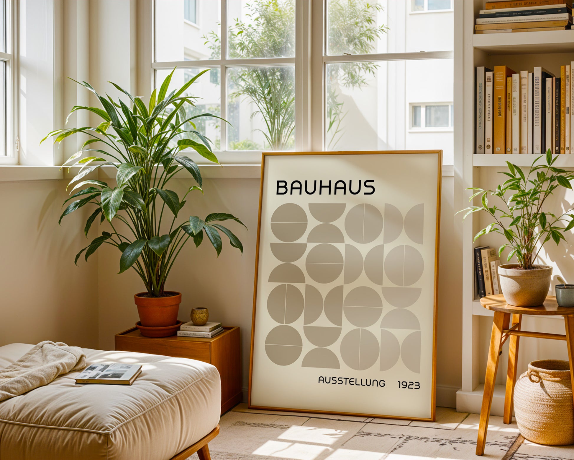 Bauhaus Sand Semi Circles Poster A10 - GroovyGrove