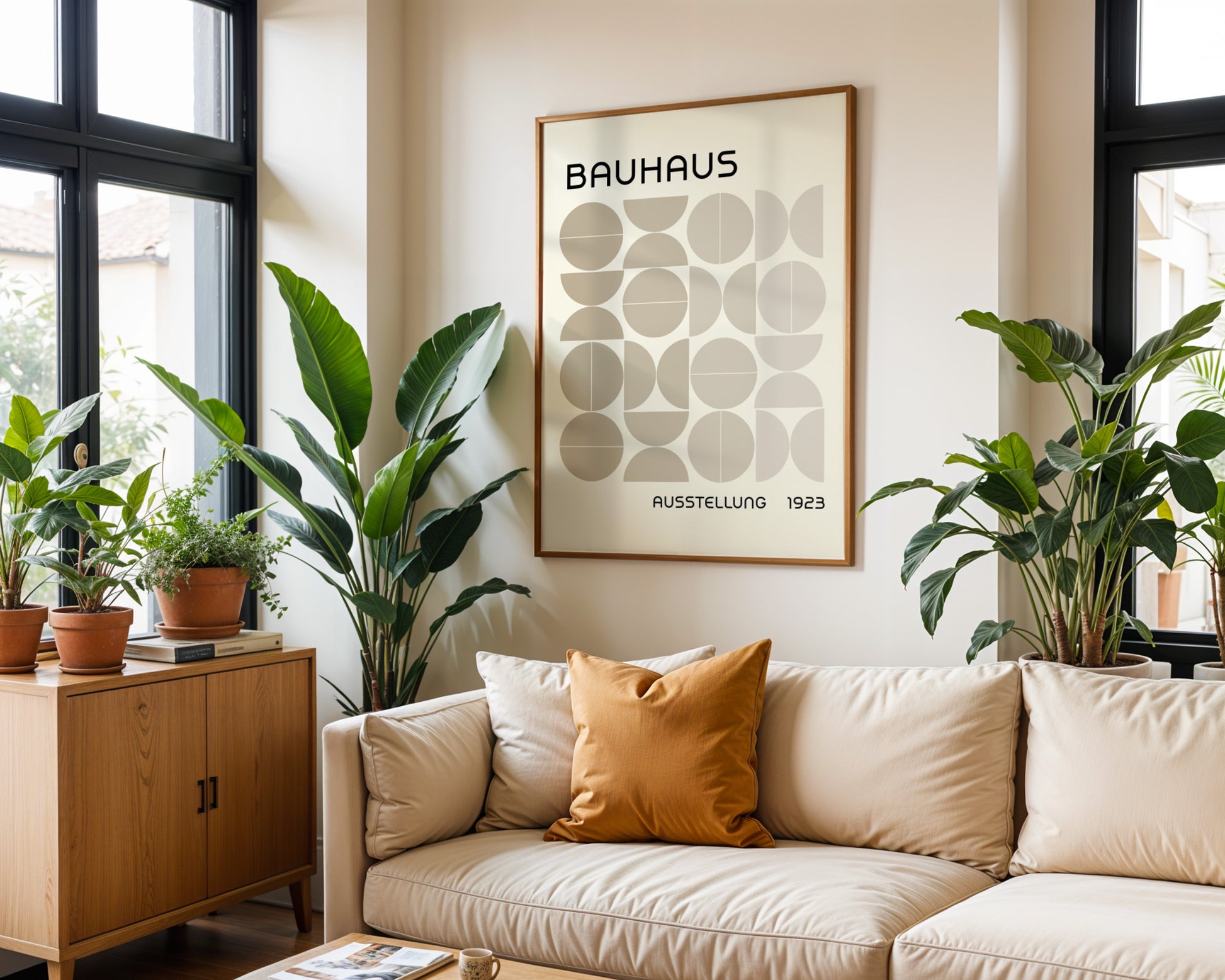 Bauhaus Sand Semi Circles Poster A10 - GroovyGrove