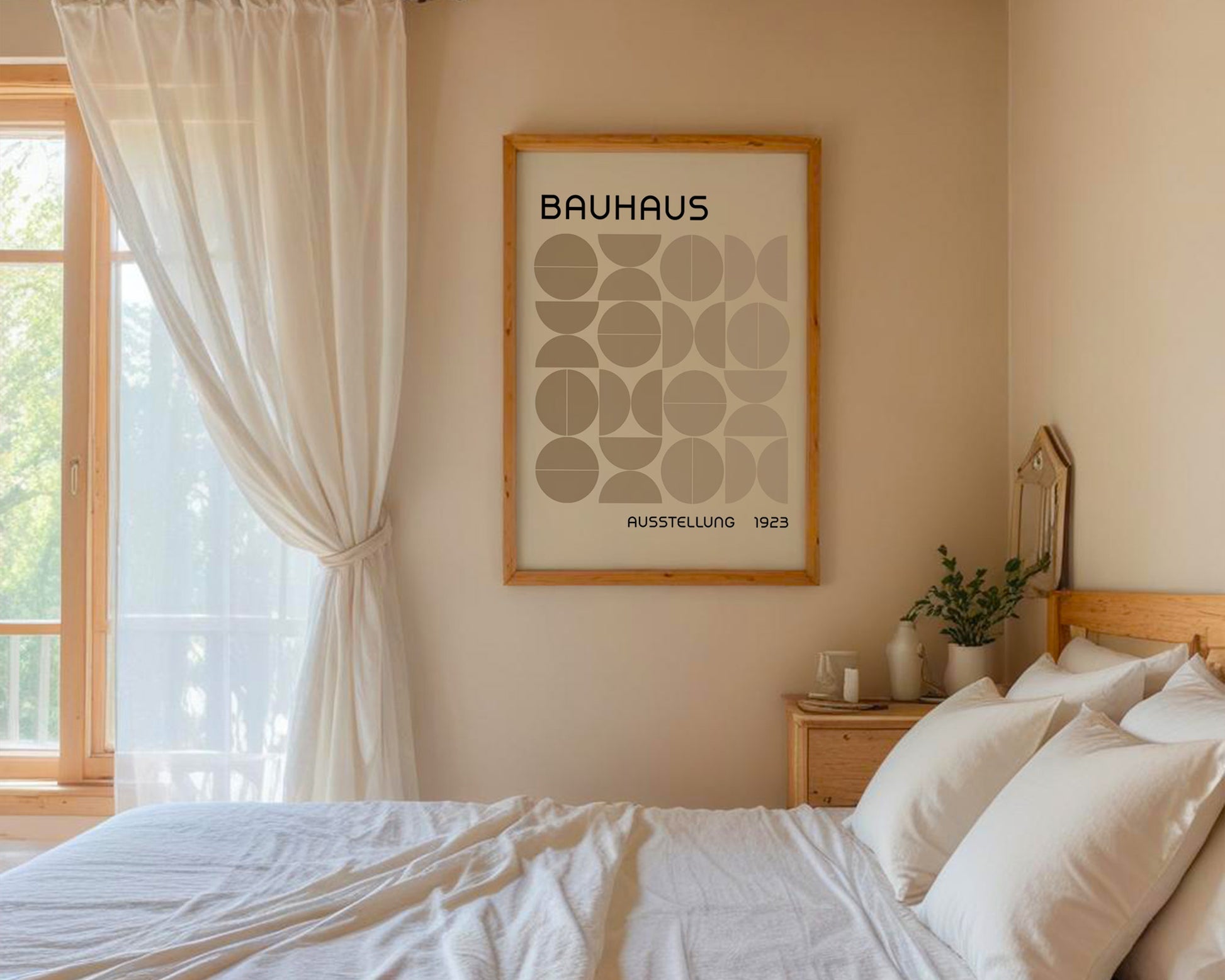 Bauhaus Sand Semi Circles Poster A10 - GroovyGrove