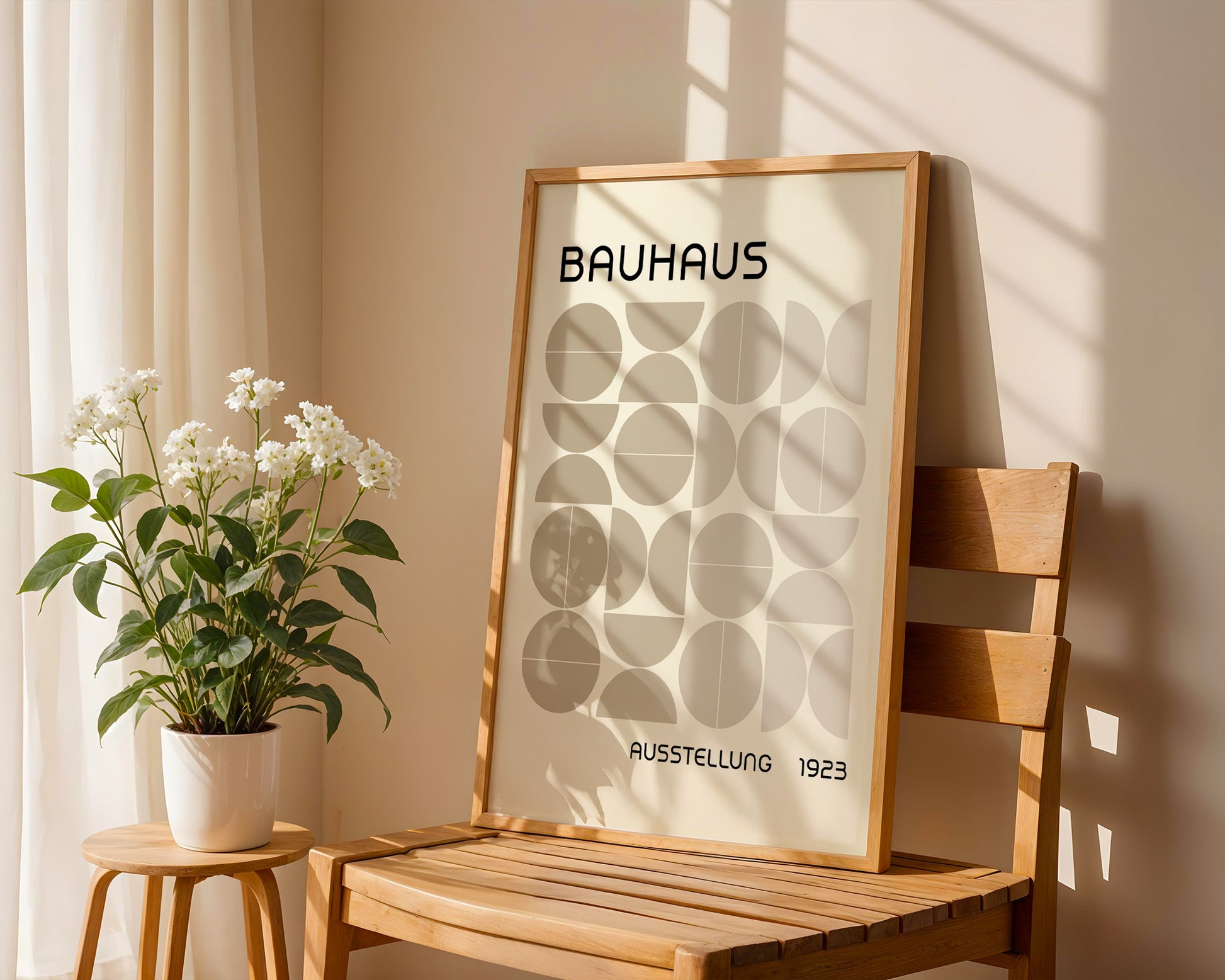 Bauhaus Sand Semi Circles Poster A10 - GroovyGrove