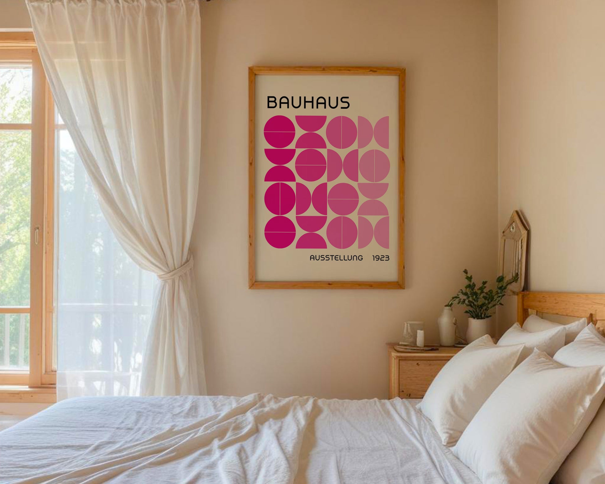 Bauhaus Pink Semi Circles Poster A11 - GroovyGrove