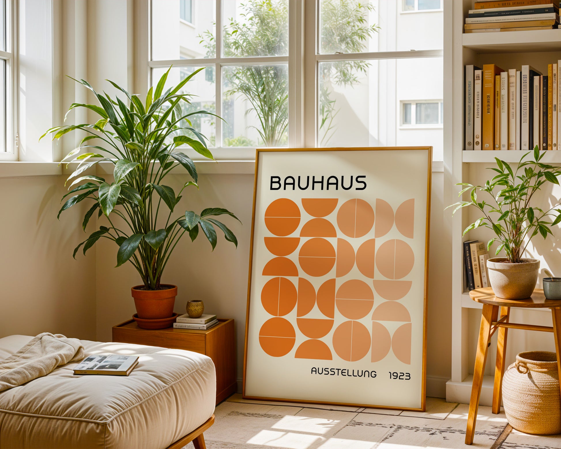 Bauhaus Orange Semi Circles Poster A12 - GroovyGrove