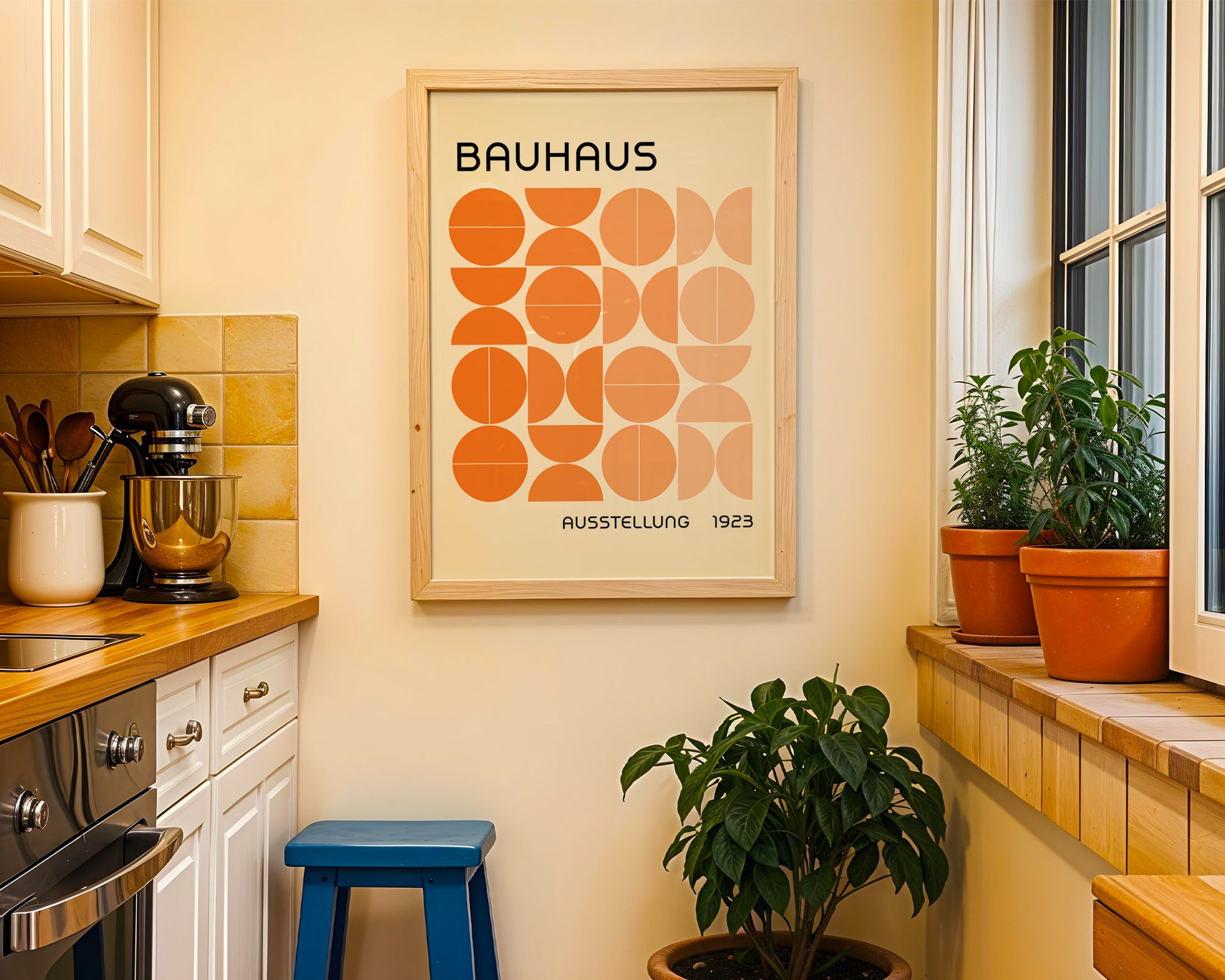 Bauhaus Orange Semi Circles Poster A12 - GroovyGrove