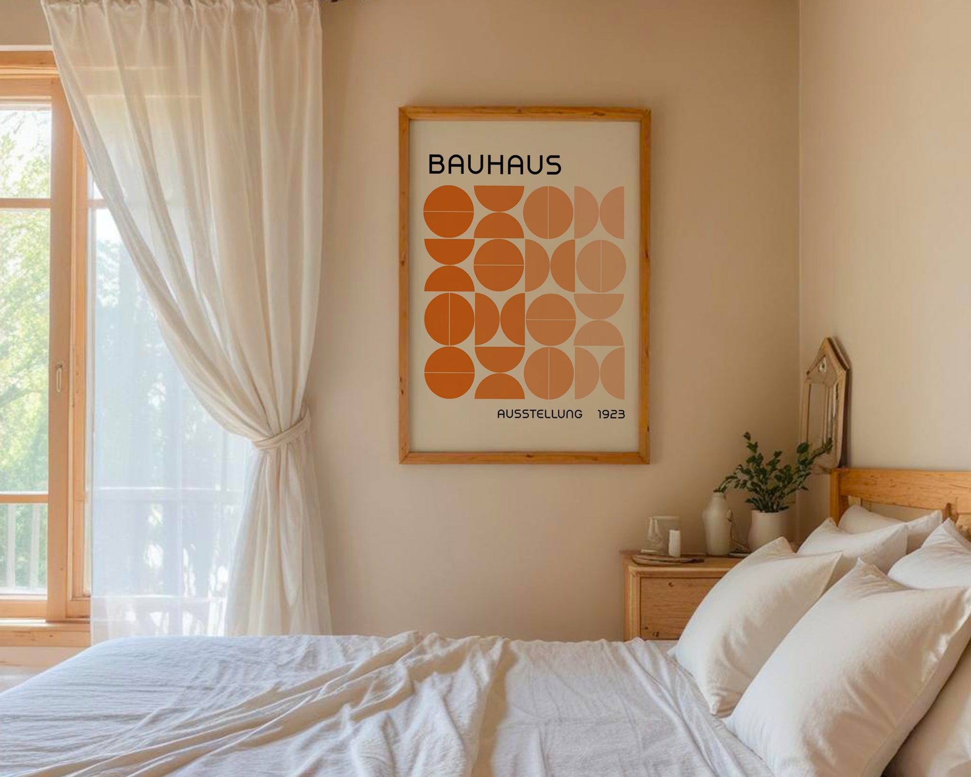 Bauhaus Orange Semi Circles Poster A12 - GroovyGrove