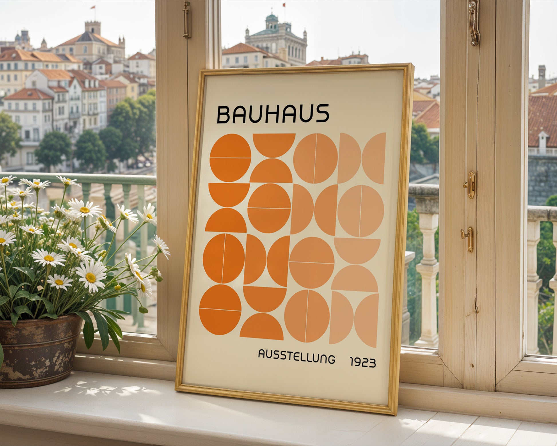 Bauhaus Orange Semi Circles Poster A12 - GroovyGrove