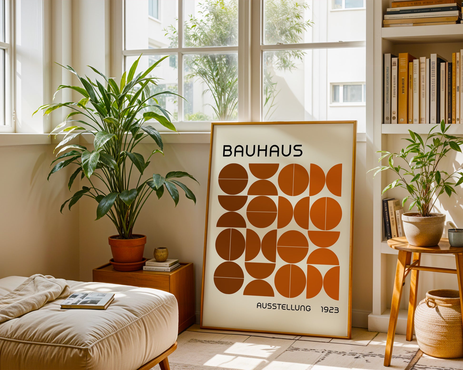 Bauhaus Brown Semi Circles Poster A13 - GroovyGrove