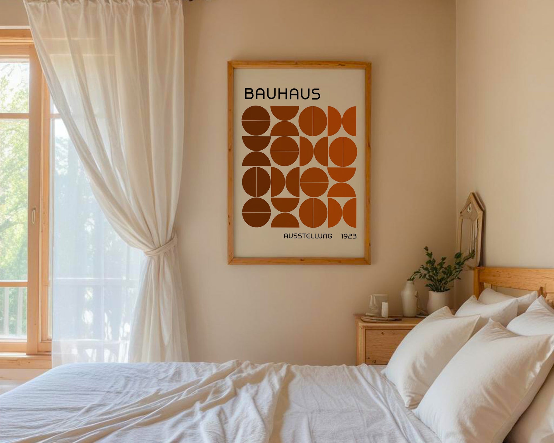 Bauhaus Brown Semi Circles Poster A13 - GroovyGrove