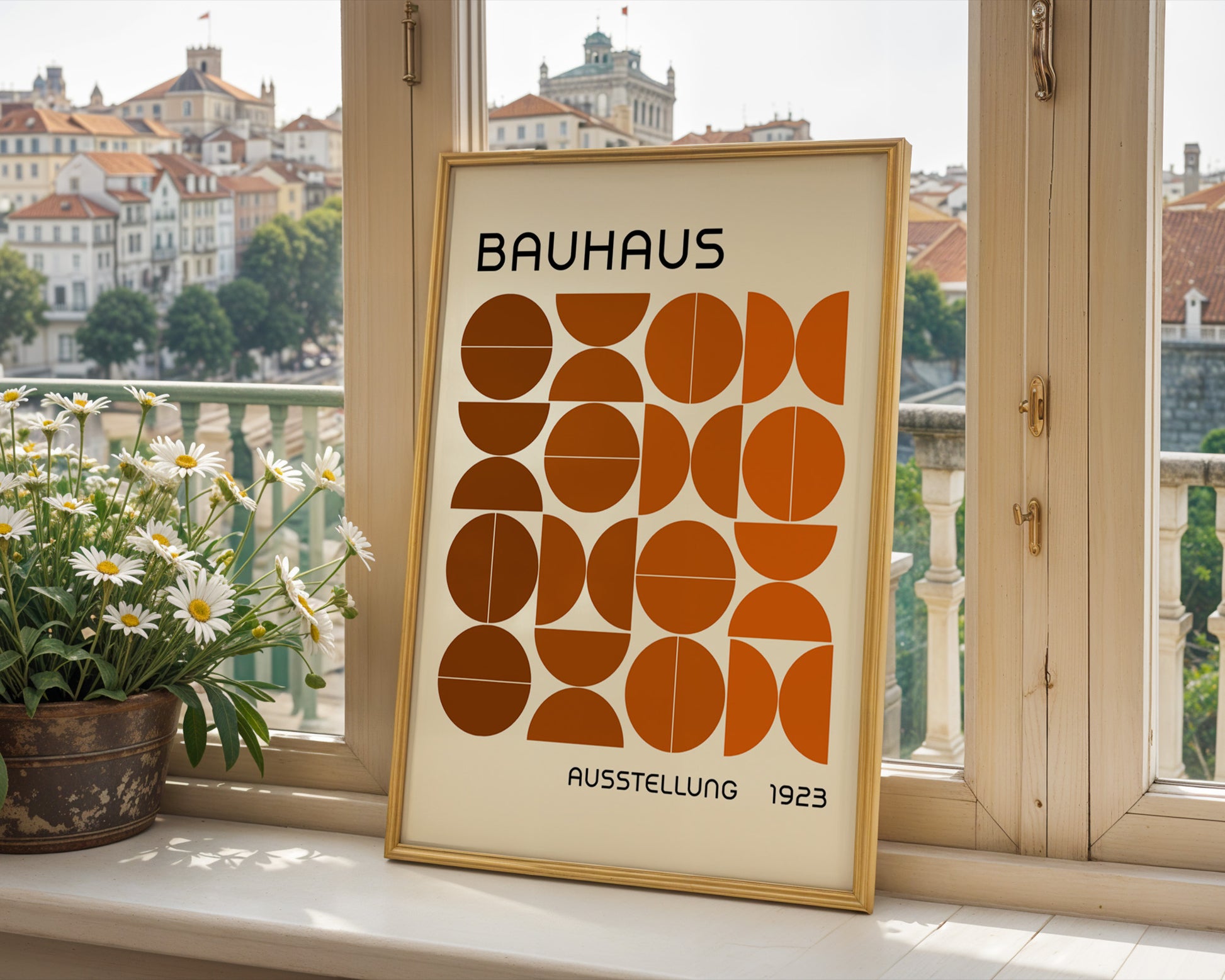 Bauhaus Brown Semi Circles Poster A13 - GroovyGrove