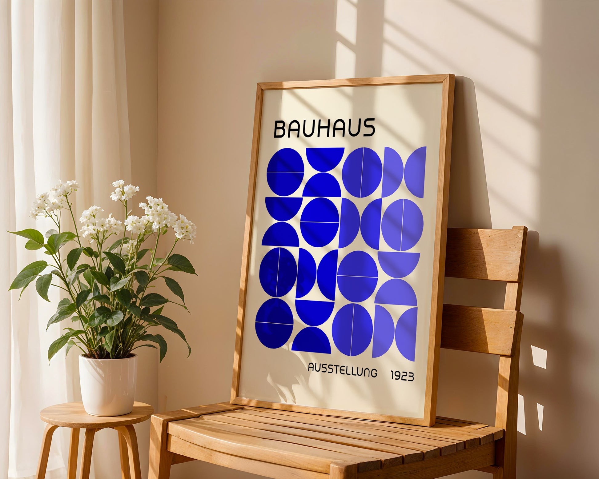 Bauhaus Blue Semi Circles Poster A14 - GroovyGrove