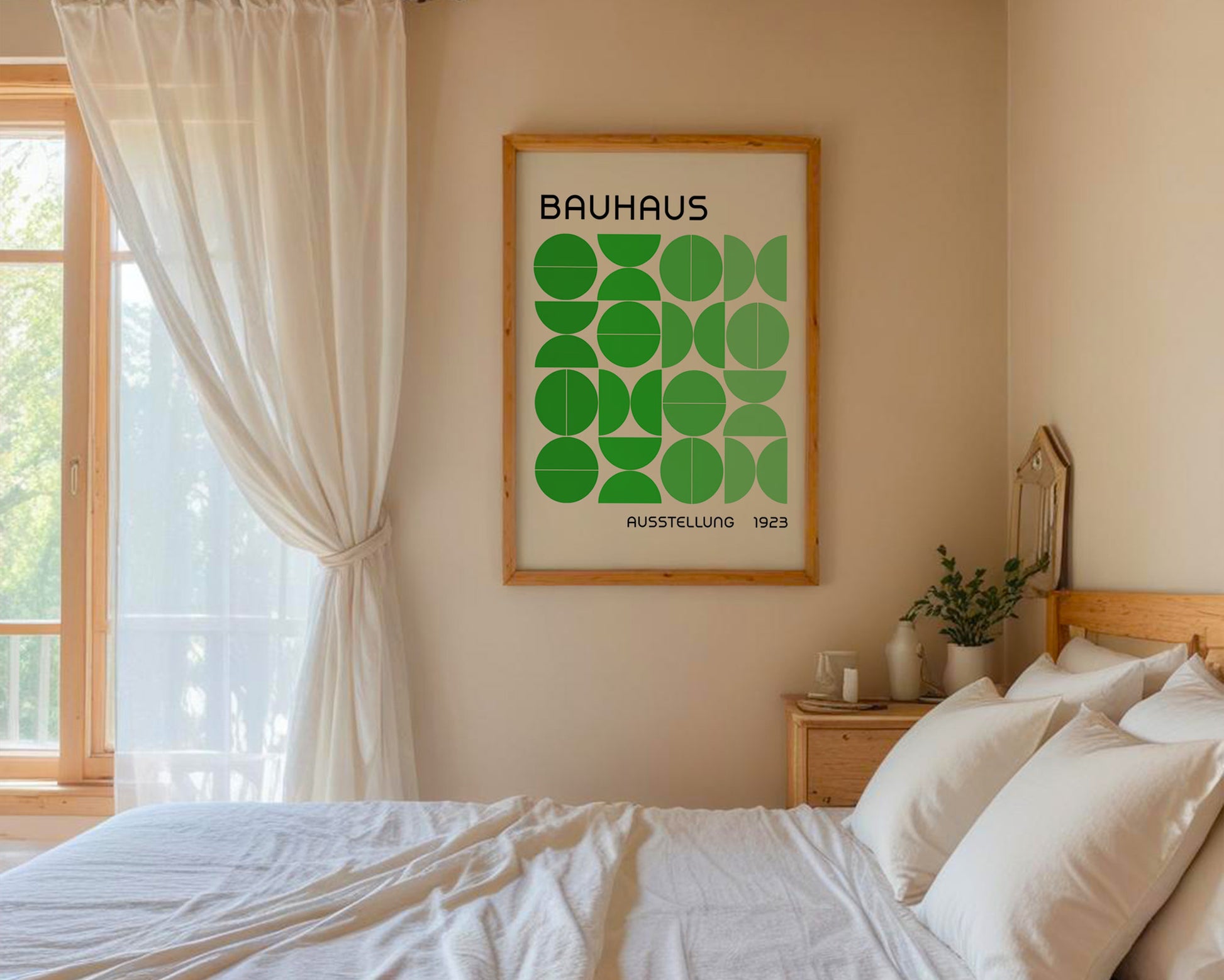 Bauhaus Green Semi Circles Poster A15 - GroovyGrove