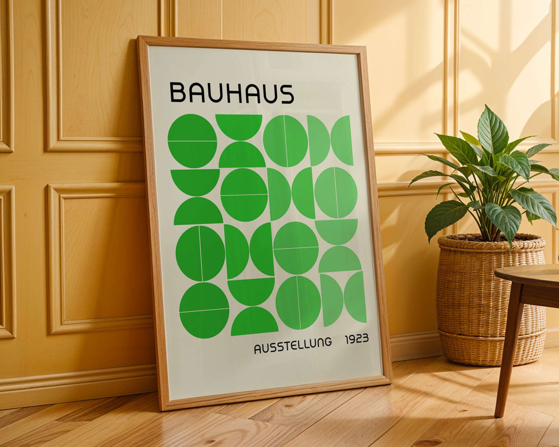 Bauhaus Green Semi Circles Poster A15 - GroovyGrove