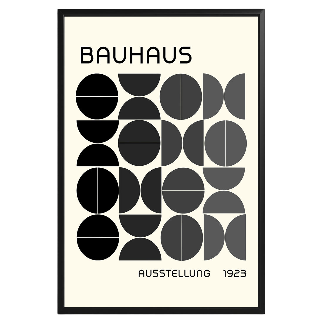 Bauhaus Black Semi Circles Poster A16 - GroovyGrove