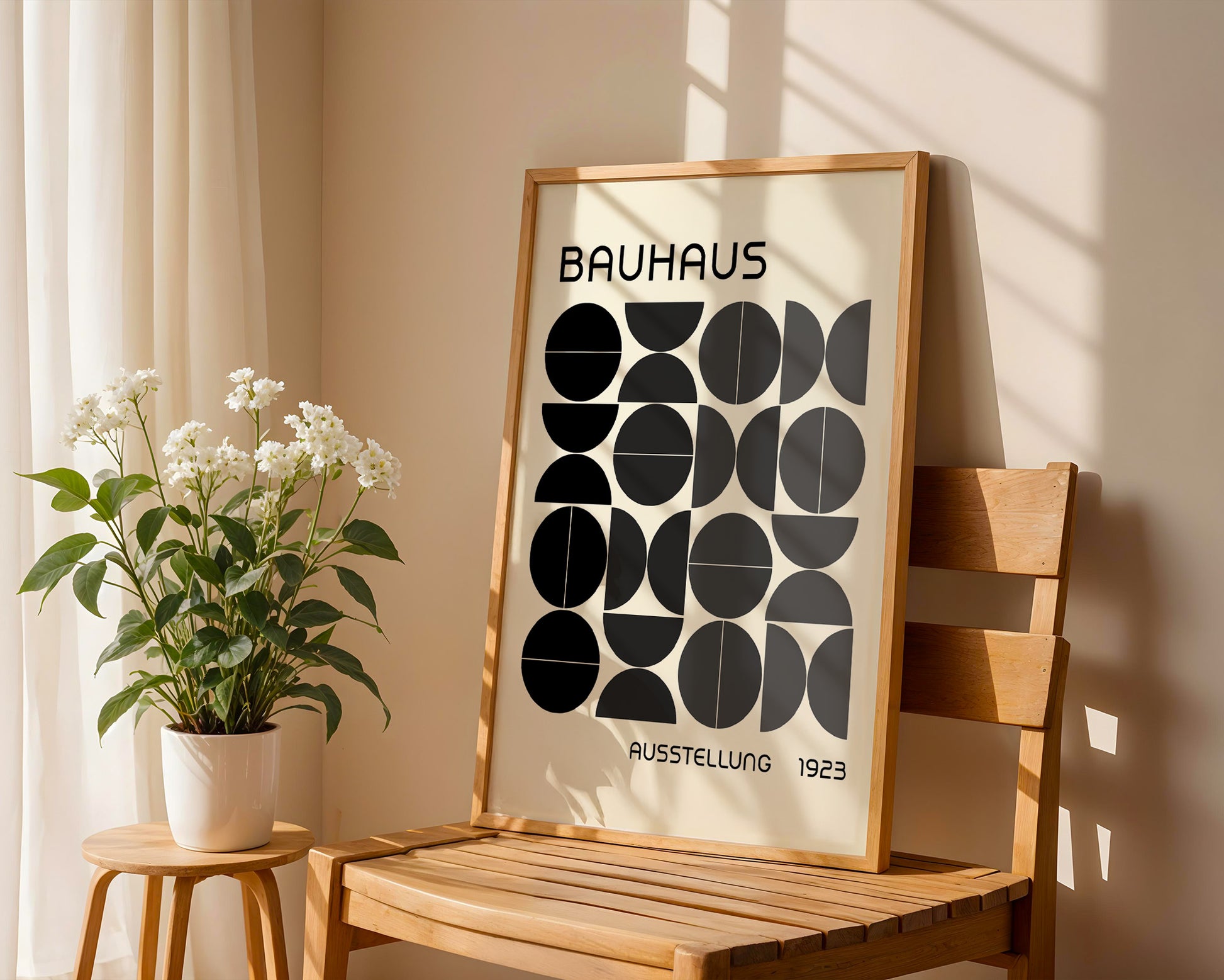 Bauhaus Black Semi Circles Poster A16 - GroovyGrove