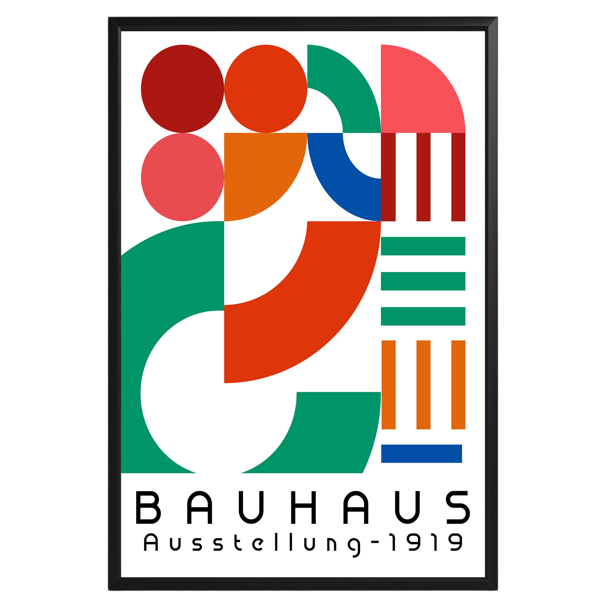 White Geometric Bauhaus Poster A30 - GroovyGrove