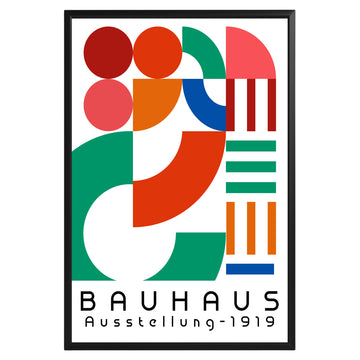 White Geometric Bauhaus Poster A30 - GroovyGrove