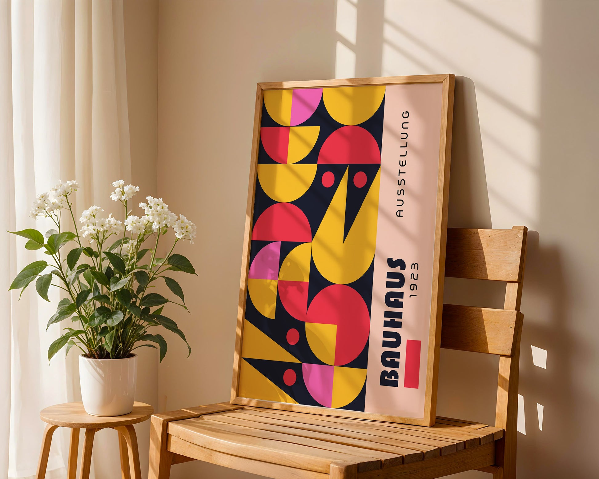 Pink Geometric Bauhaus Poster A32 - GroovyGrove