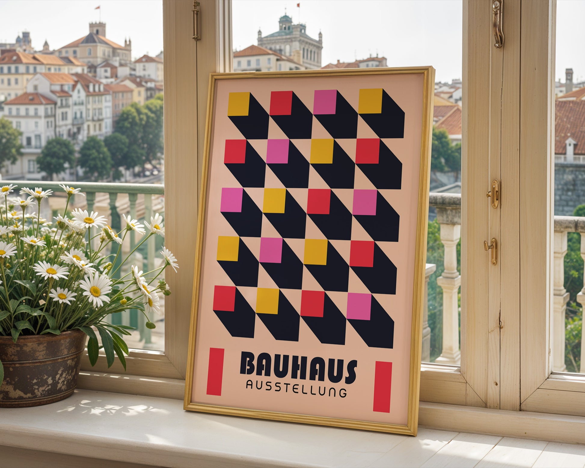 Pink Square Bauhaus Poster A33 - GroovyGrove