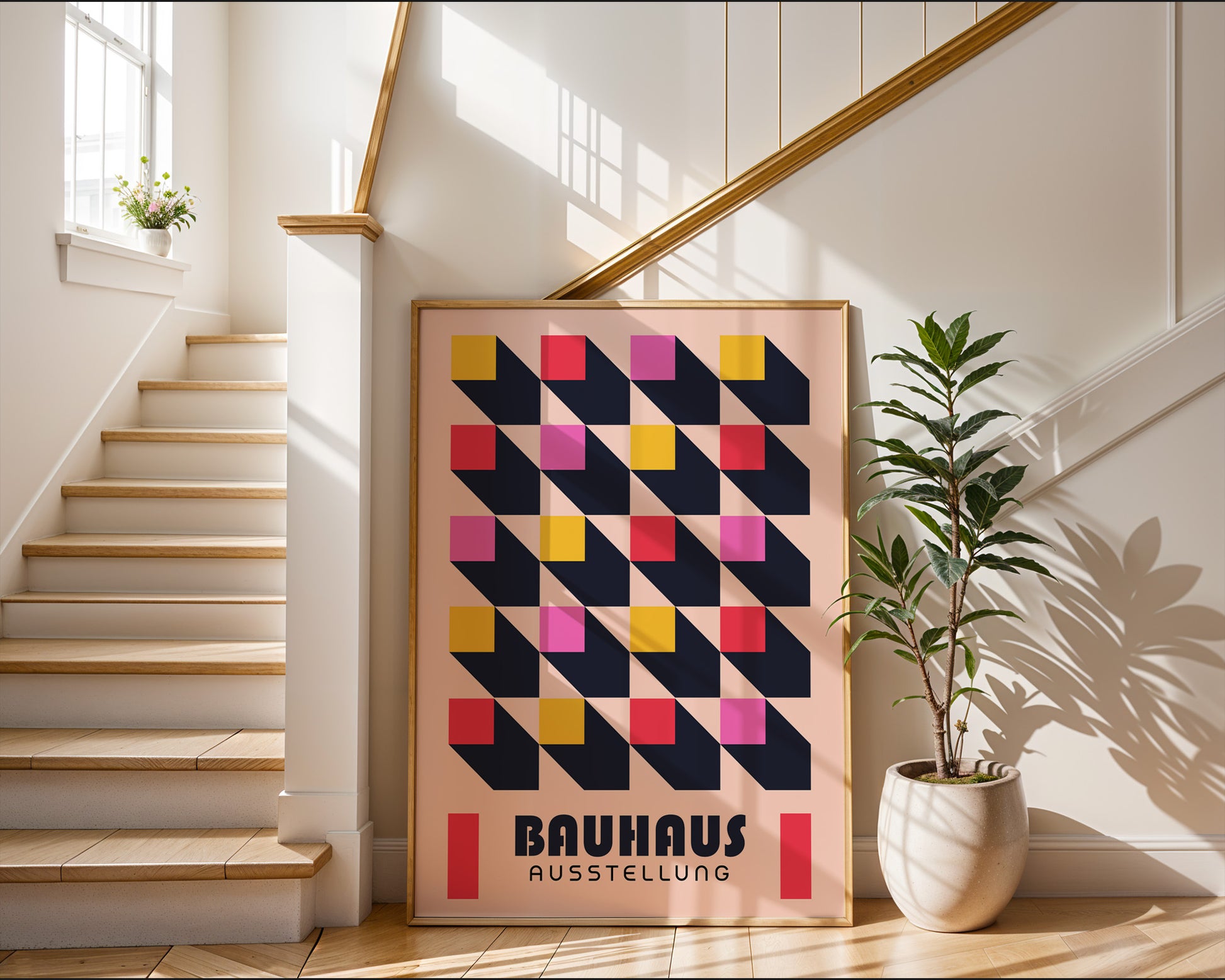 Pink Square Bauhaus Poster A33 - GroovyGrove