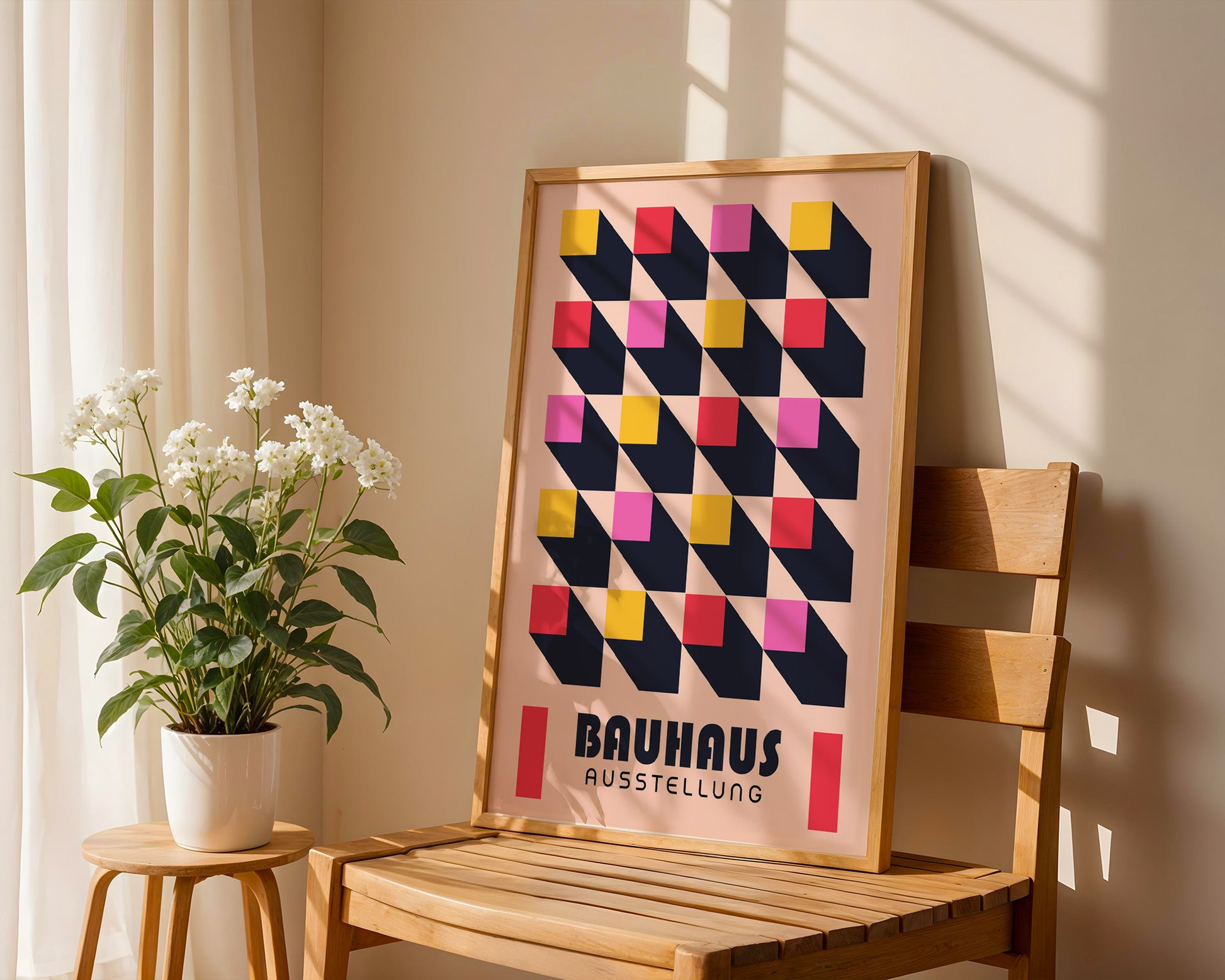 Pink Square Bauhaus Poster A33 - GroovyGrove