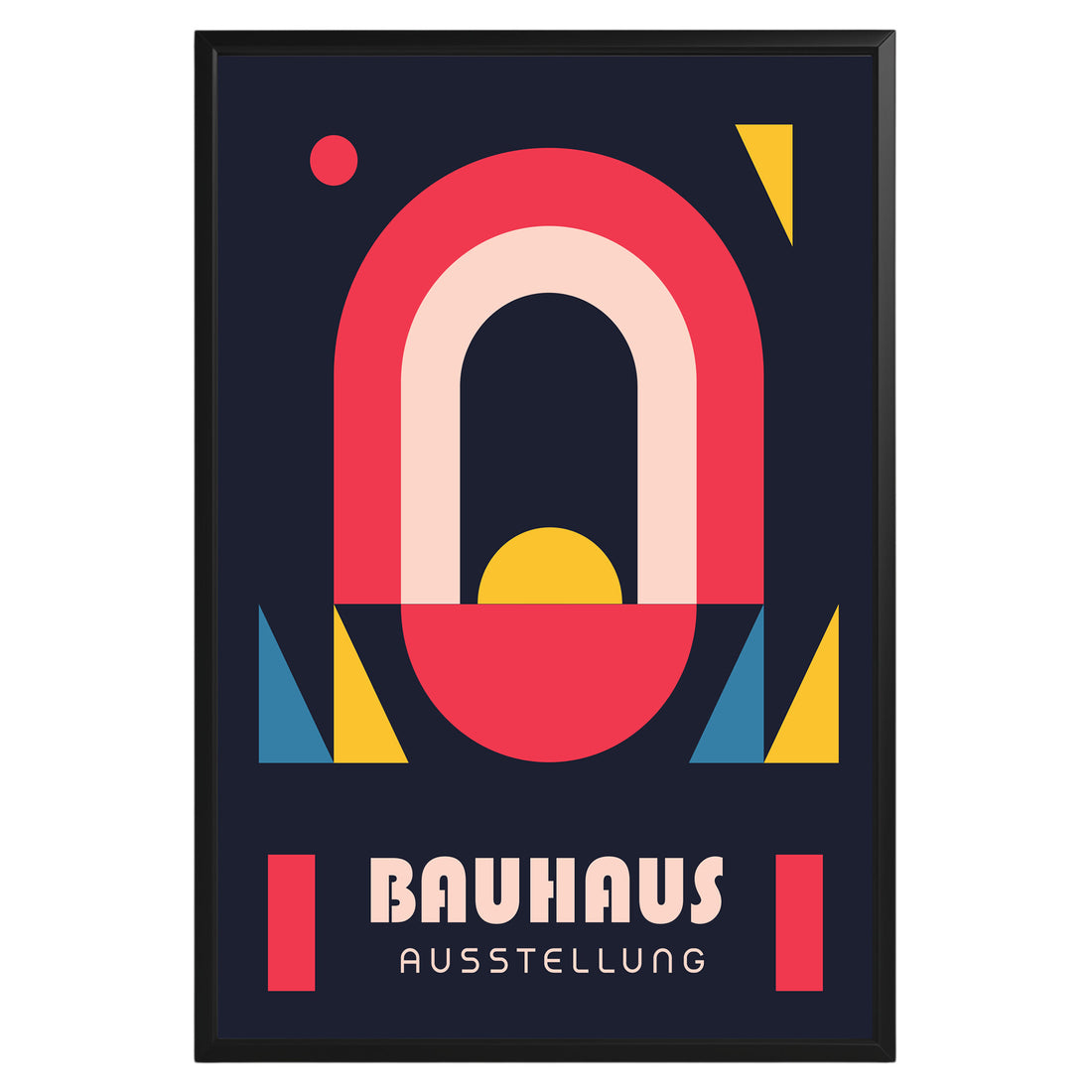 Navy Blue Geometric Bauhaus Poster A34 - GroovyGrove