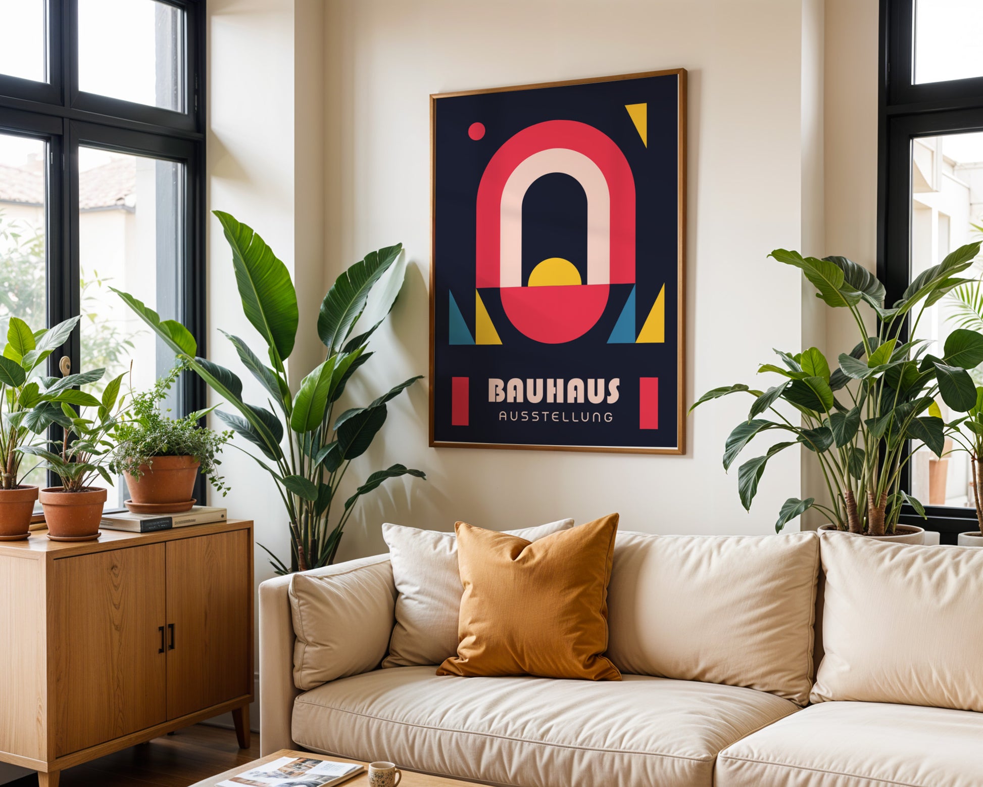 Navy Blue Geometric Bauhaus Poster A34 - GroovyGrove