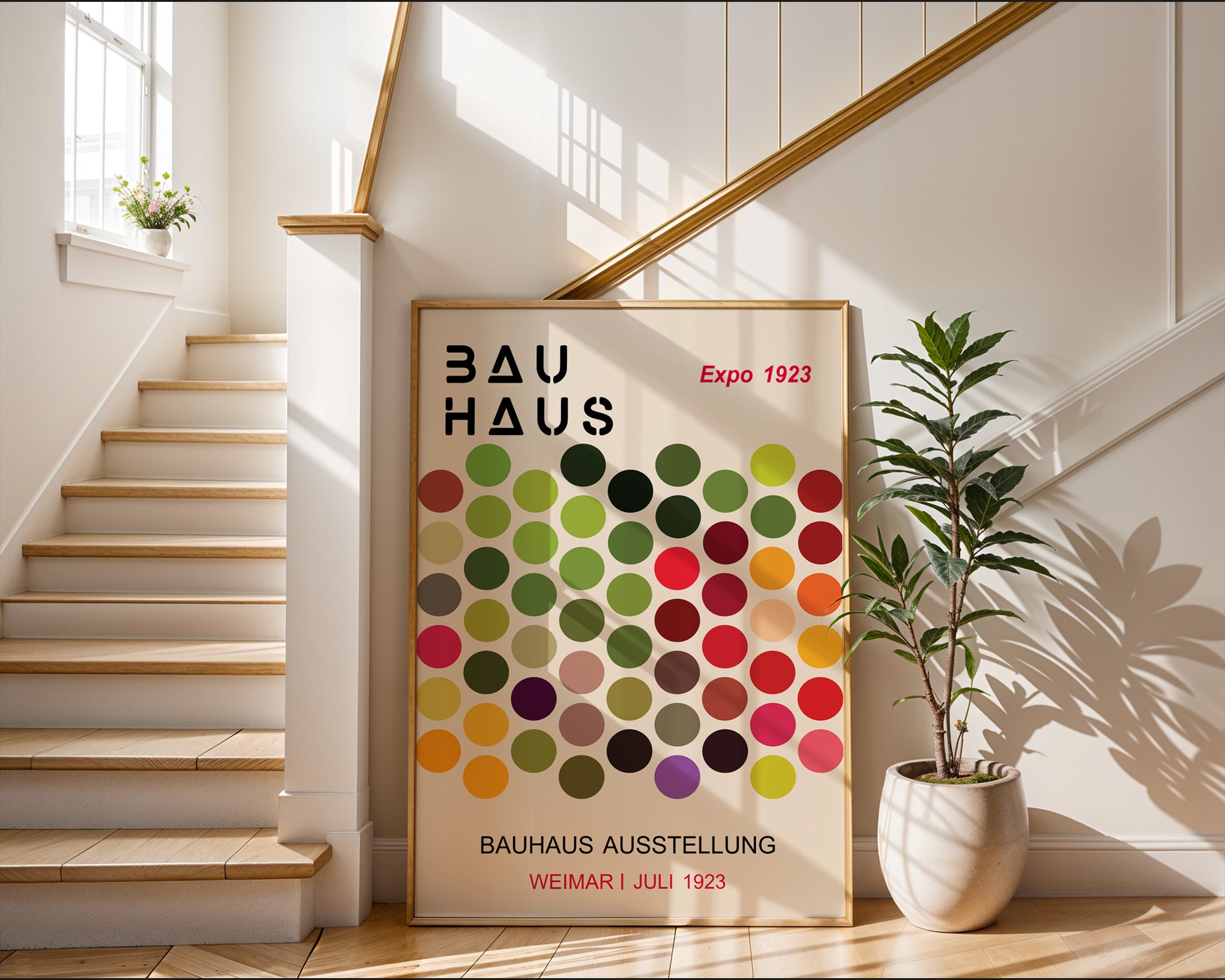 Multicolor Dot Pattern Bauhaus Poster A35 - GroovyGrove