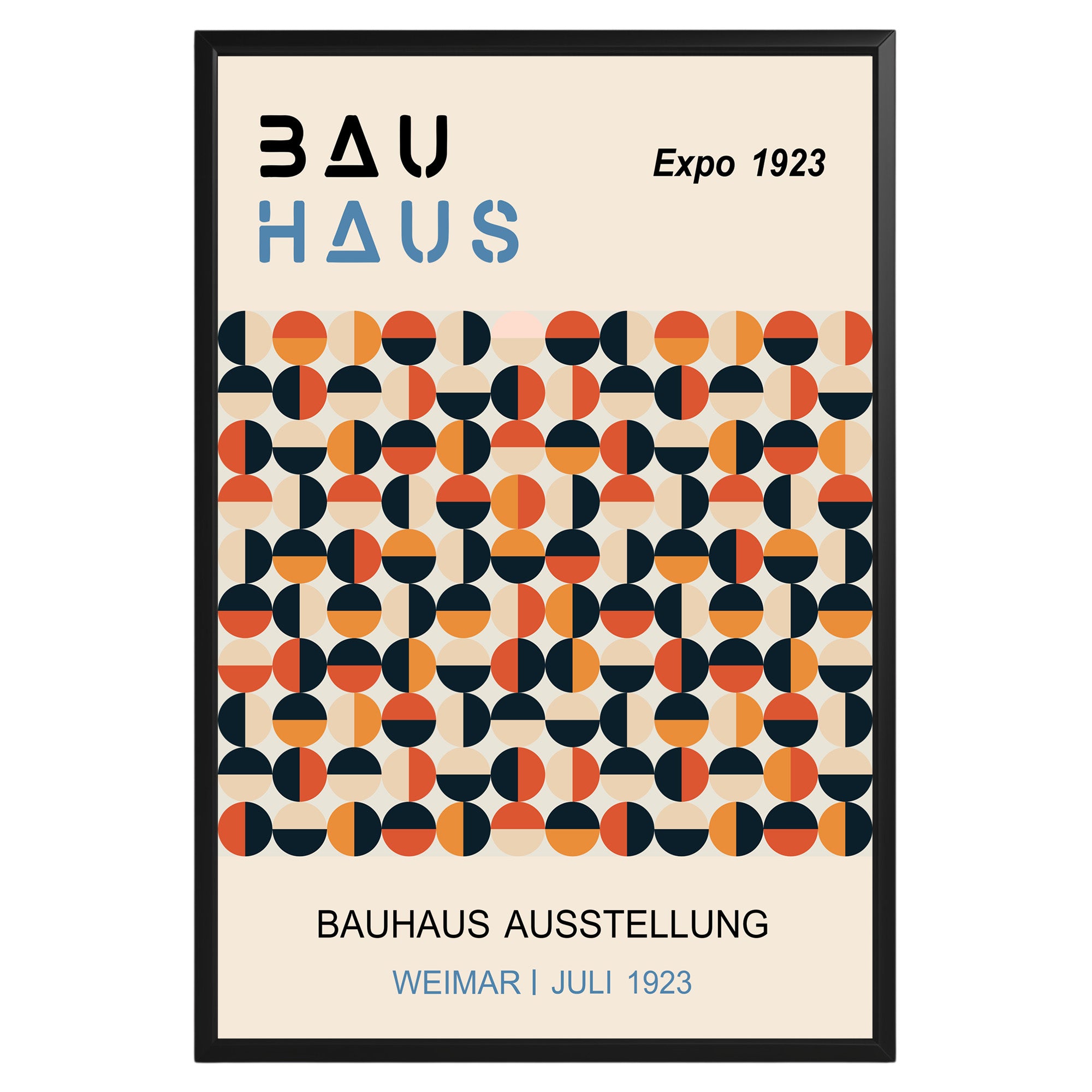 Black Orange Circle Pattern Bauhaus Poster A38 - GroovyGrove