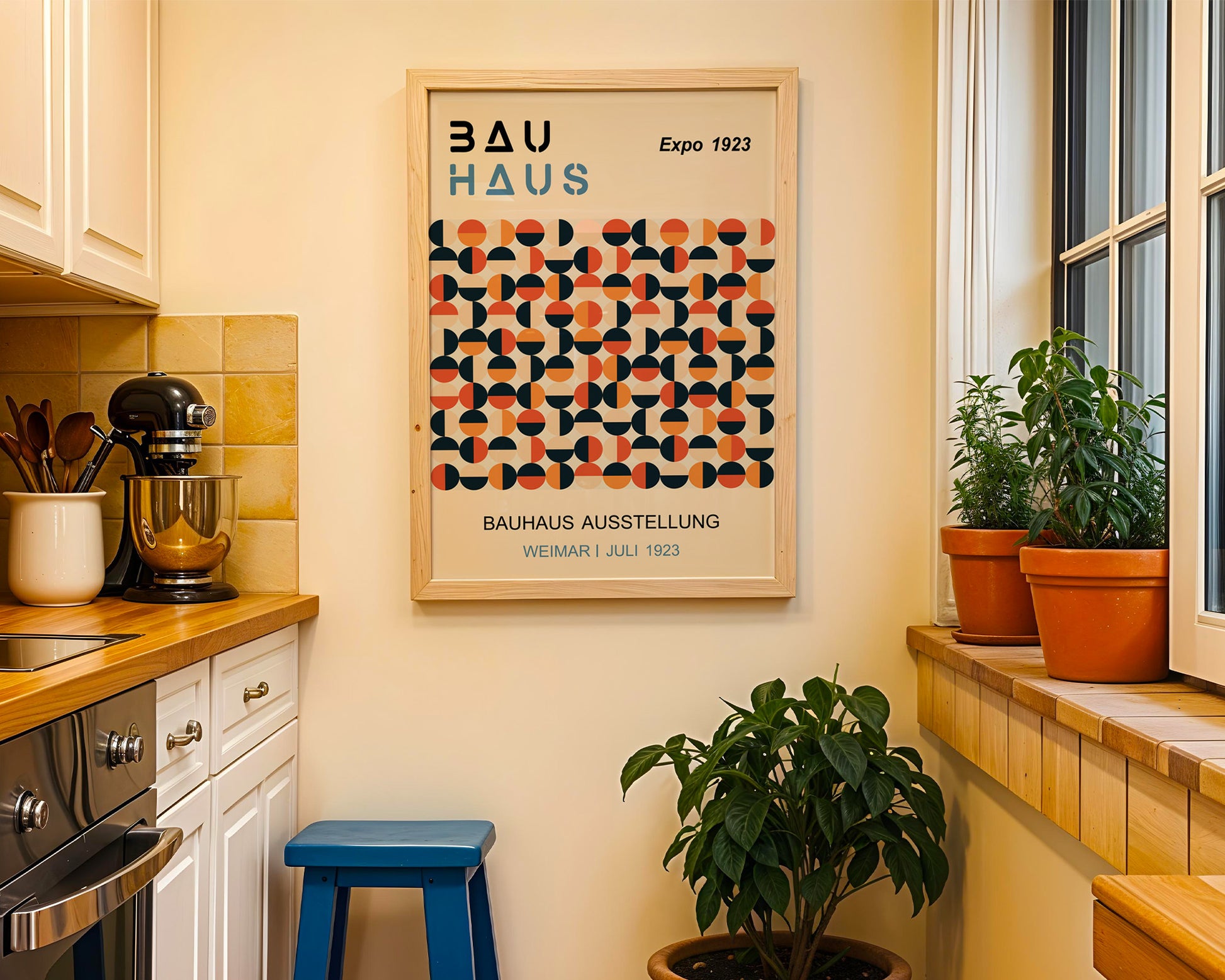 Black Orange Circle Pattern Bauhaus Poster A38 - GroovyGrove