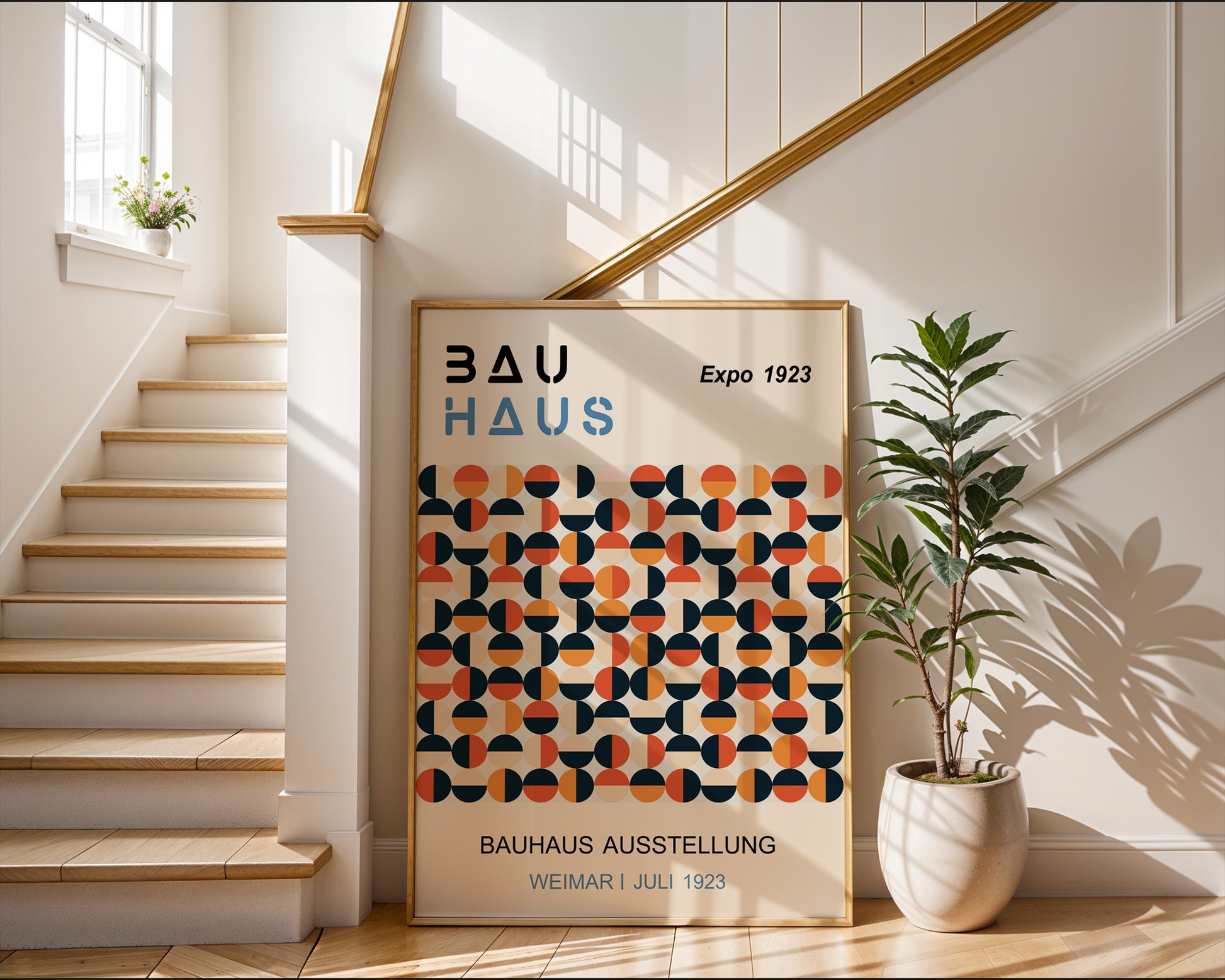 Black Orange Circle Pattern Bauhaus Poster A38 - GroovyGrove