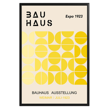 Yellow Semi Circles Bauhaus Poster A40 - GroovyGrove