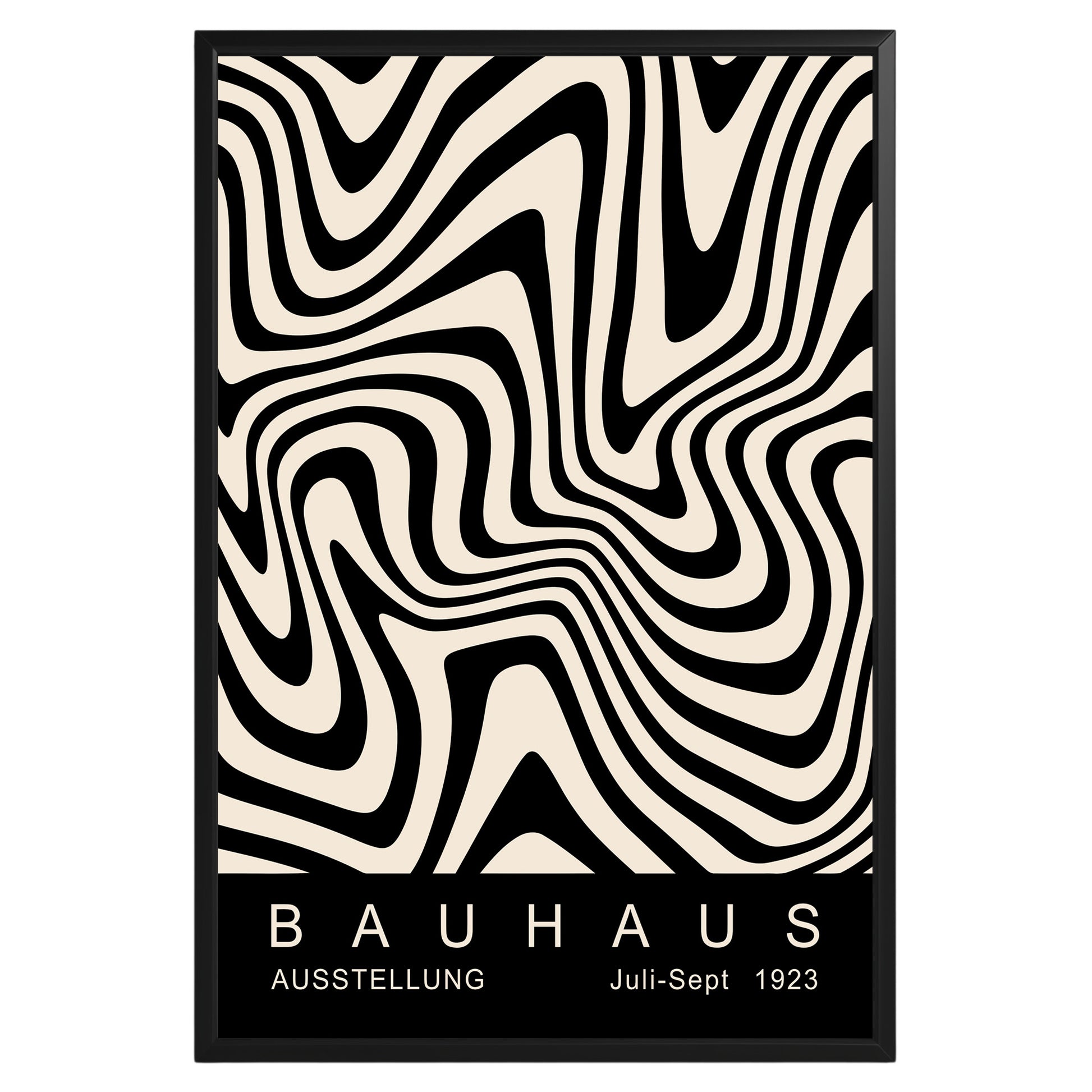 Black Wavy Stripes Bauhaus Poster A41 - GroovyGrove