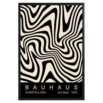 Black Wavy Stripes Bauhaus Poster A41 - GroovyGrove