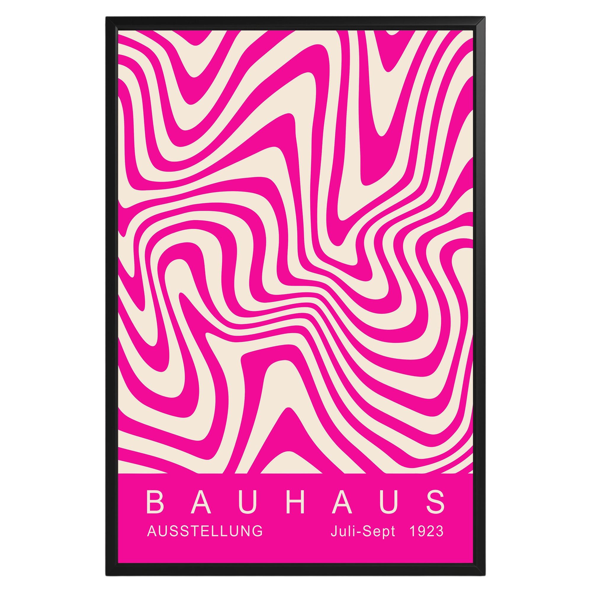 Pink Wavy Stripes Bauhaus Poster A43 - GroovyGrove