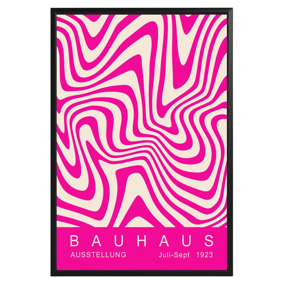 Pink Wavy Stripes Bauhaus Poster A43 - GroovyGrove